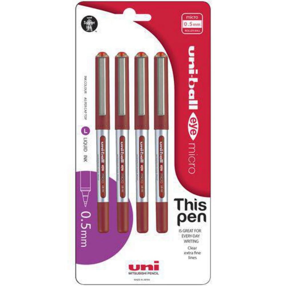3 Uni-Ball Eye Micro Rollerball Pens Red 4 Pack, 3 of 3