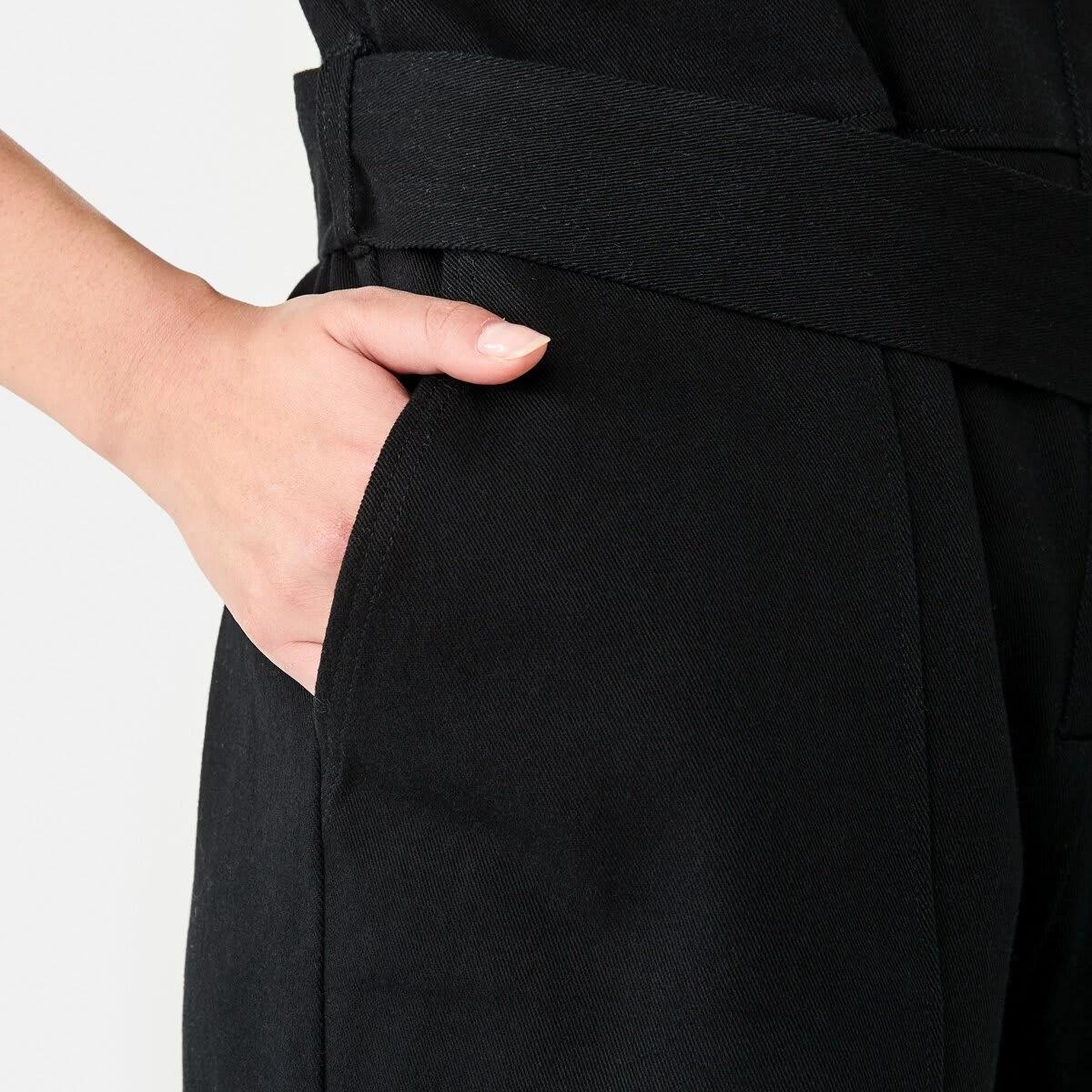9 Short Sleeve Belted Playsuit BLACK, 9 of 11