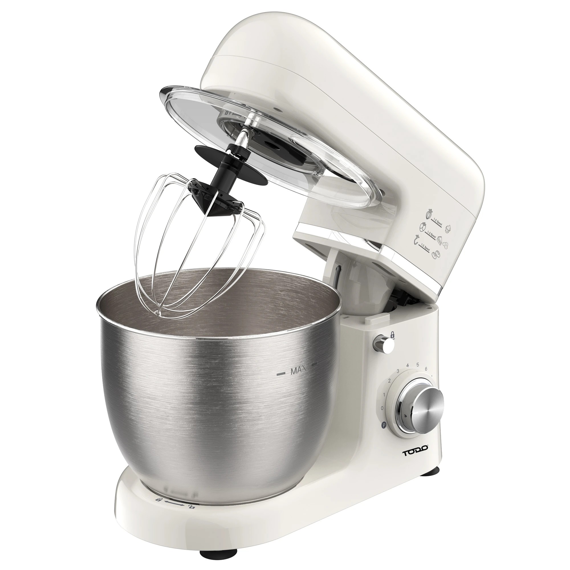 2 TODO 1300W Electric Stand Mixer 5L Stainless Steel Bowl 8 Speed Plus Pulse Control - Cream, 2 of 6