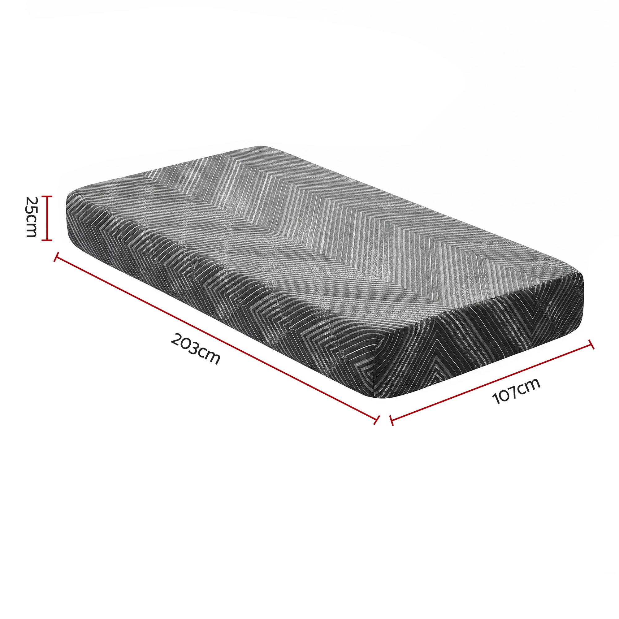 2 Giselle Bedding 25cm Memory Foam Mattress Gel Infused Foam Removable Cover - King Single Bed - Multi, 2 of 9