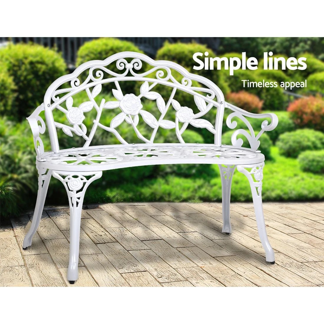 5 Gardeon Outdoor Garden Bench Seat 100cm - White, 5 of 8