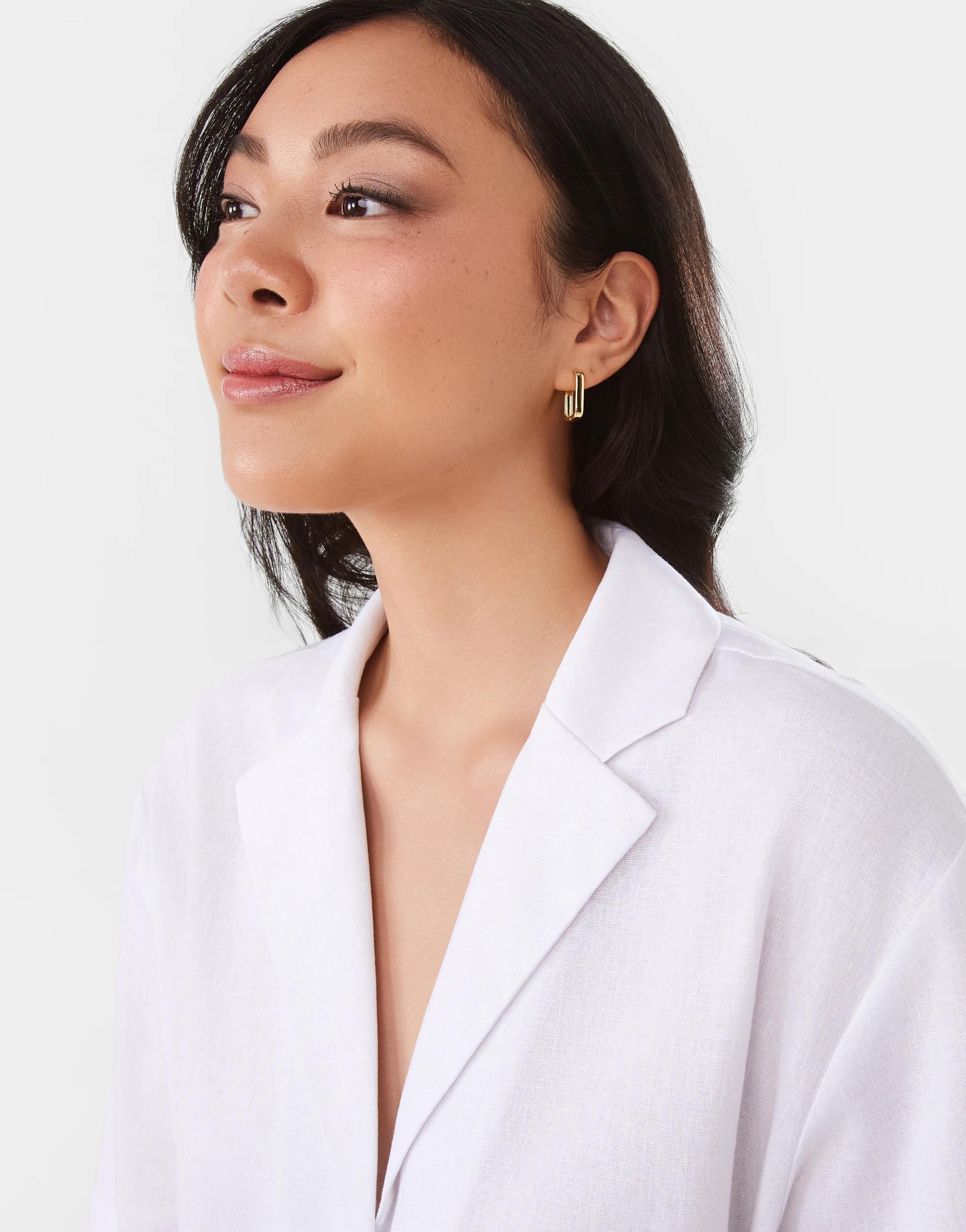 4 18K Gold Plated Rectangle Hoop Earrings Gold, 4 of 7