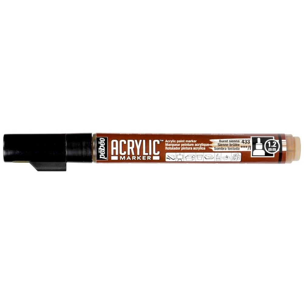 1 Pebeo Acrylic Paint Marker 1.2mm Burnt Sienna, 1 of 3