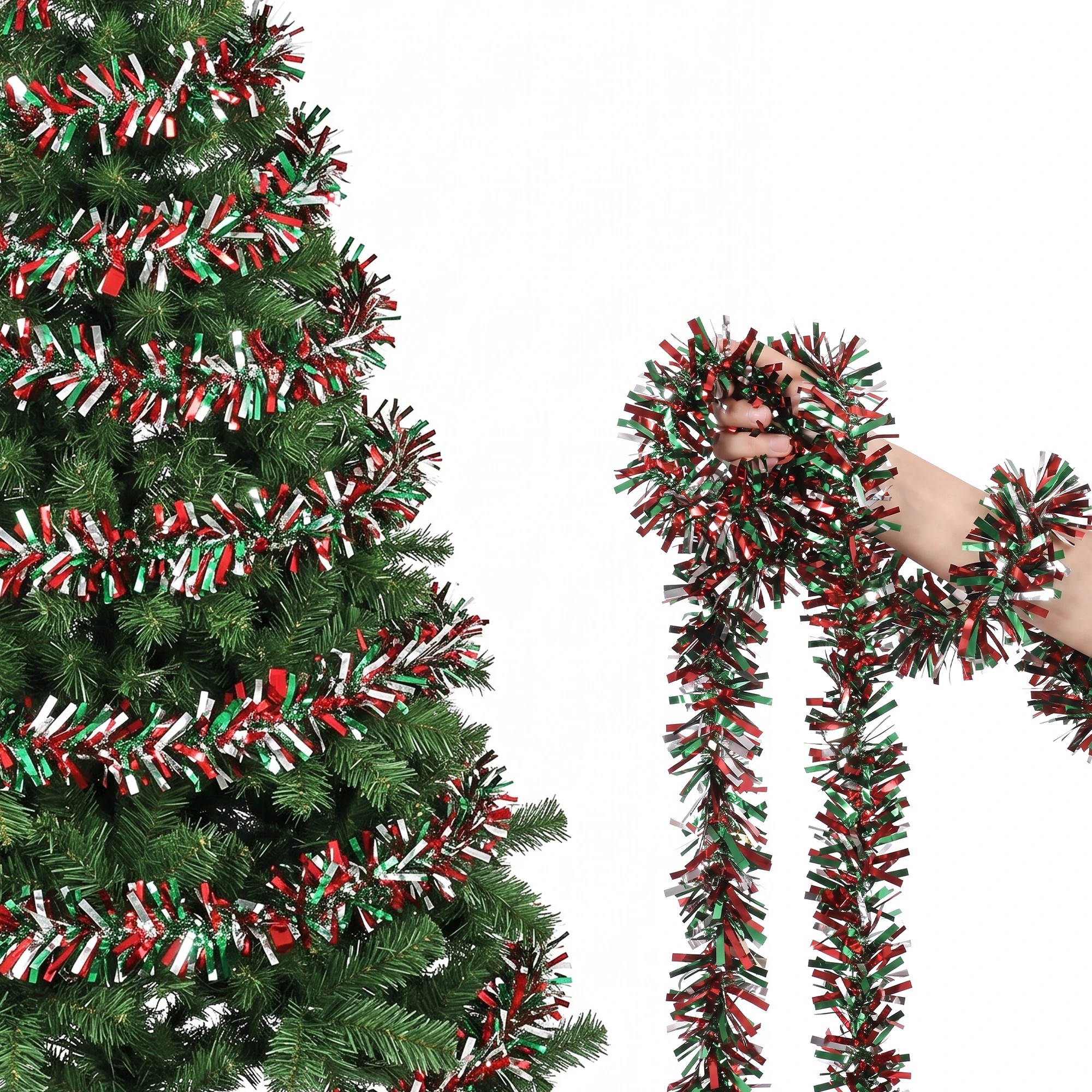 1 Jingle Jollys 20M Christmas Tinsel Garland Mixed Colors Xmas Party Decoration - Green, 1 of 7