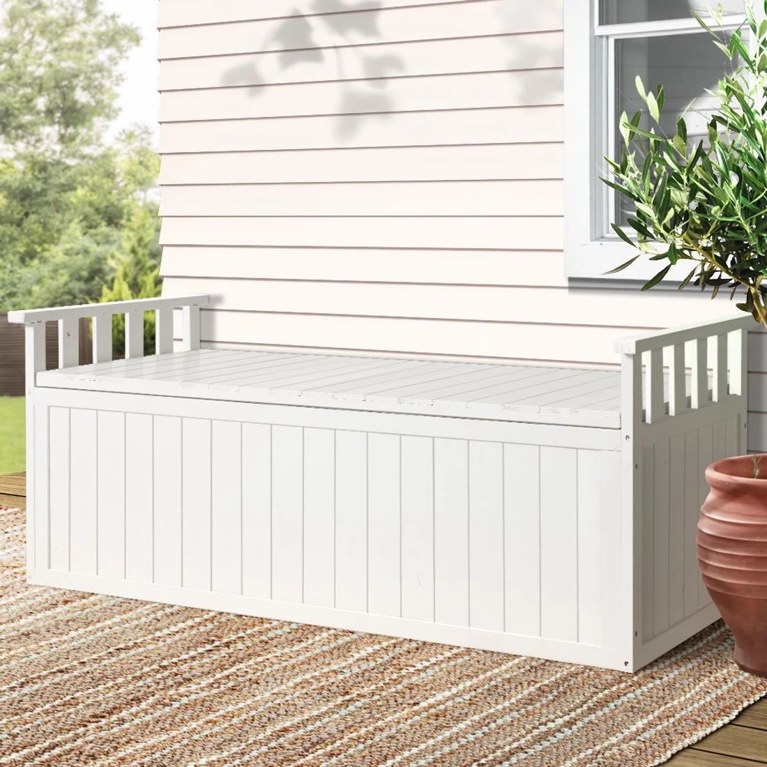 3 Gardeon Outdoor Storage Bench Box 129cm - White, 3 of 7