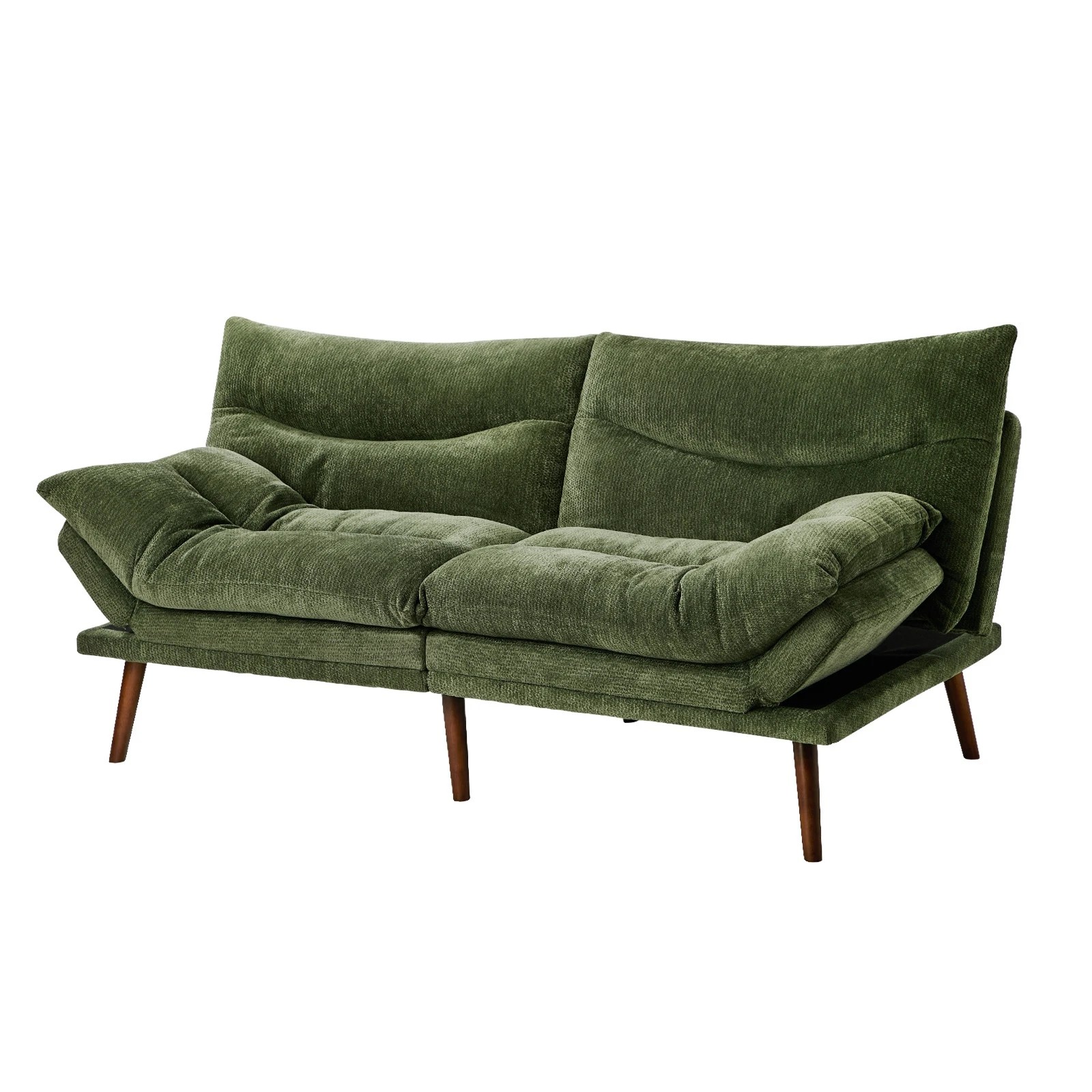 1 Oikiture 3 Seater Sofa Bed Lounge Futon Chenille - Green, 1 of 8