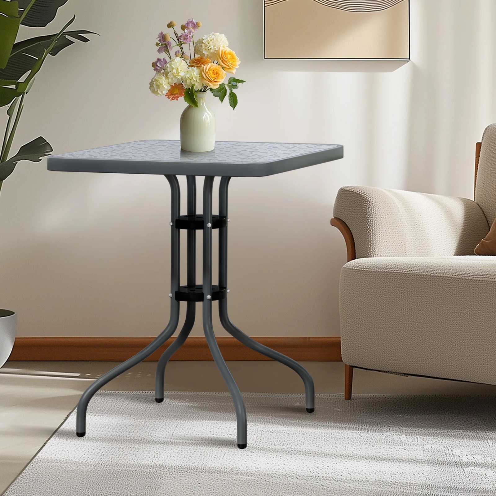 8 Alfordson Outdoor Furniture Patio Coffee Side Table Garden 60CM Square - Grey, 8 of 9