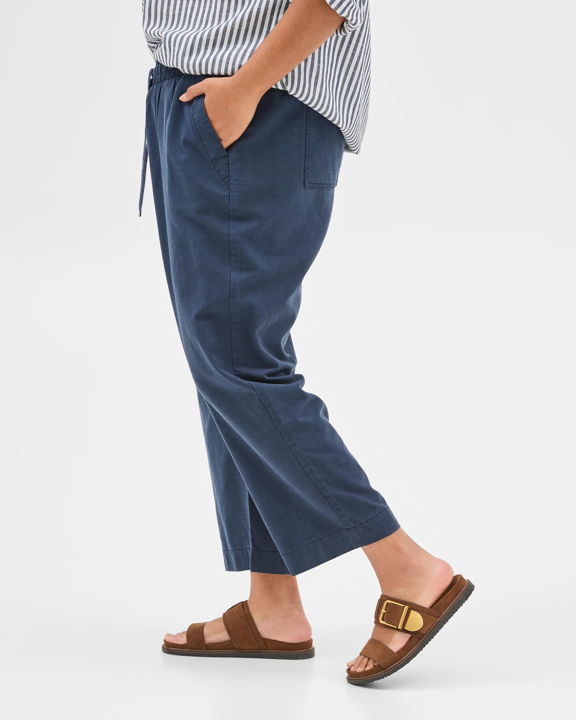 5 Target Plus Size Slub Straight Leg Pants NAVY BLUE, 5 of 7