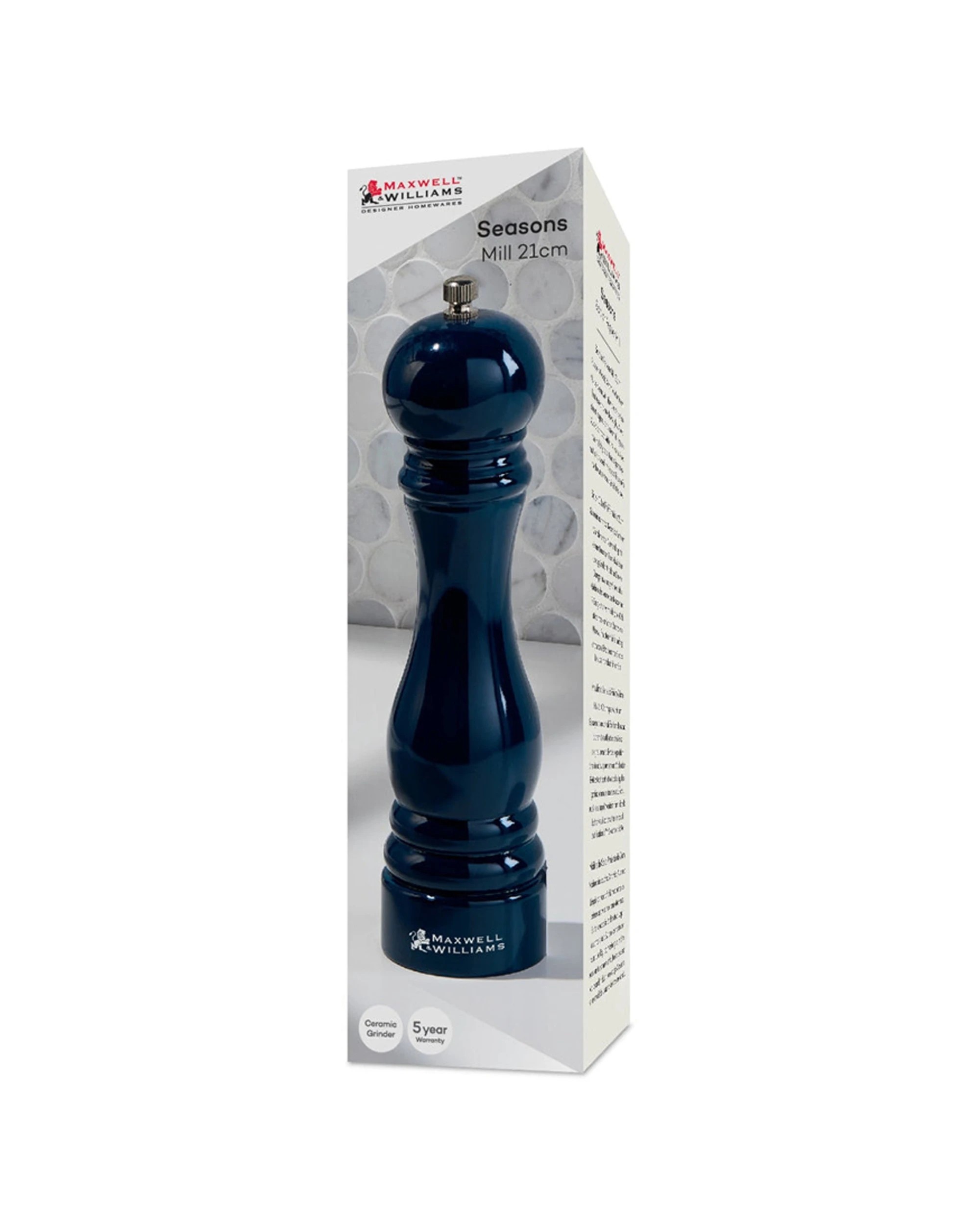 3 Maxwell & Williams Seasons 21cm Gift Boxed Pepper/Salt Mill Manual Grinder - Blue, 3 of 5
