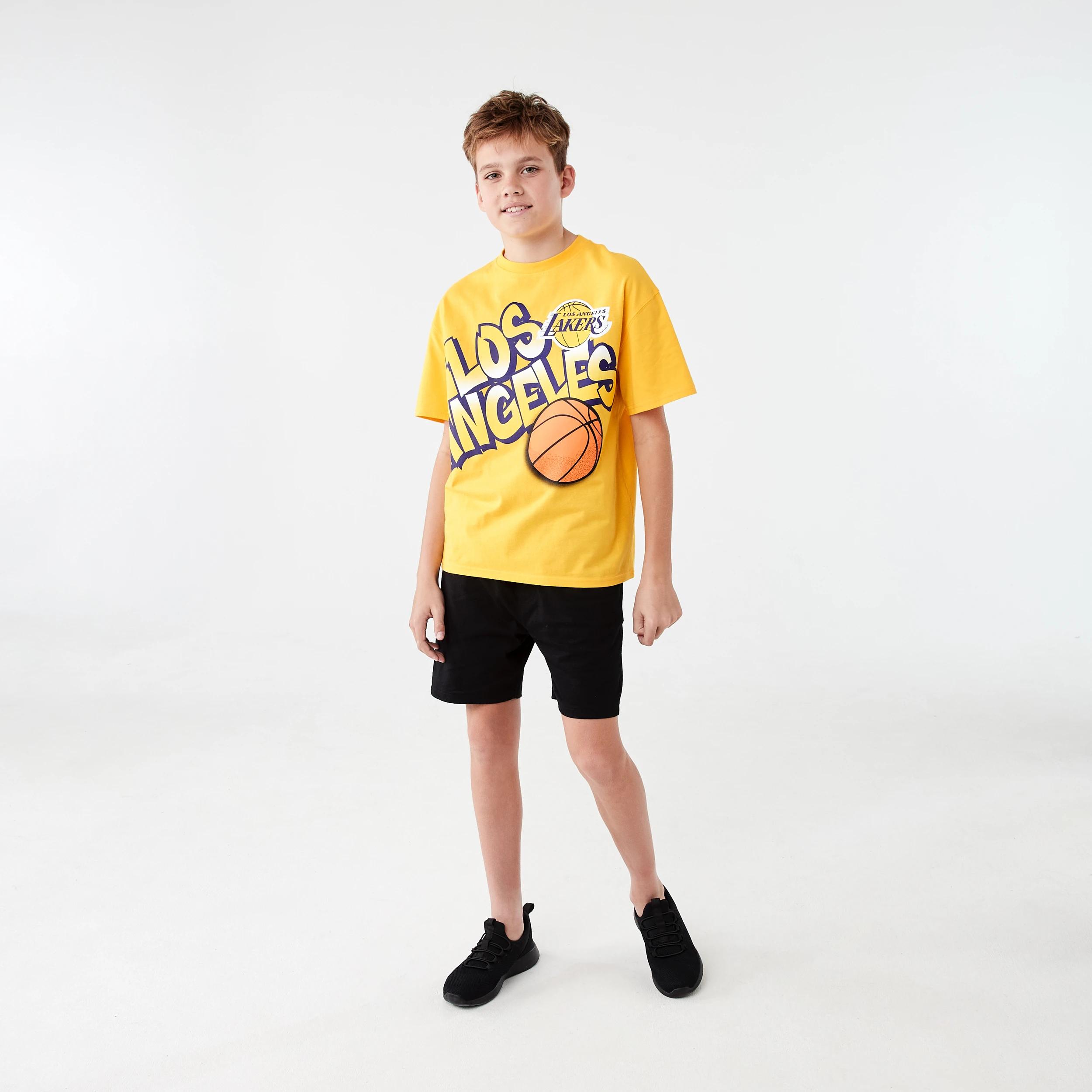6 Official NBA Kids T-shirt YELLOW LAKERS TEE, 6 of 7