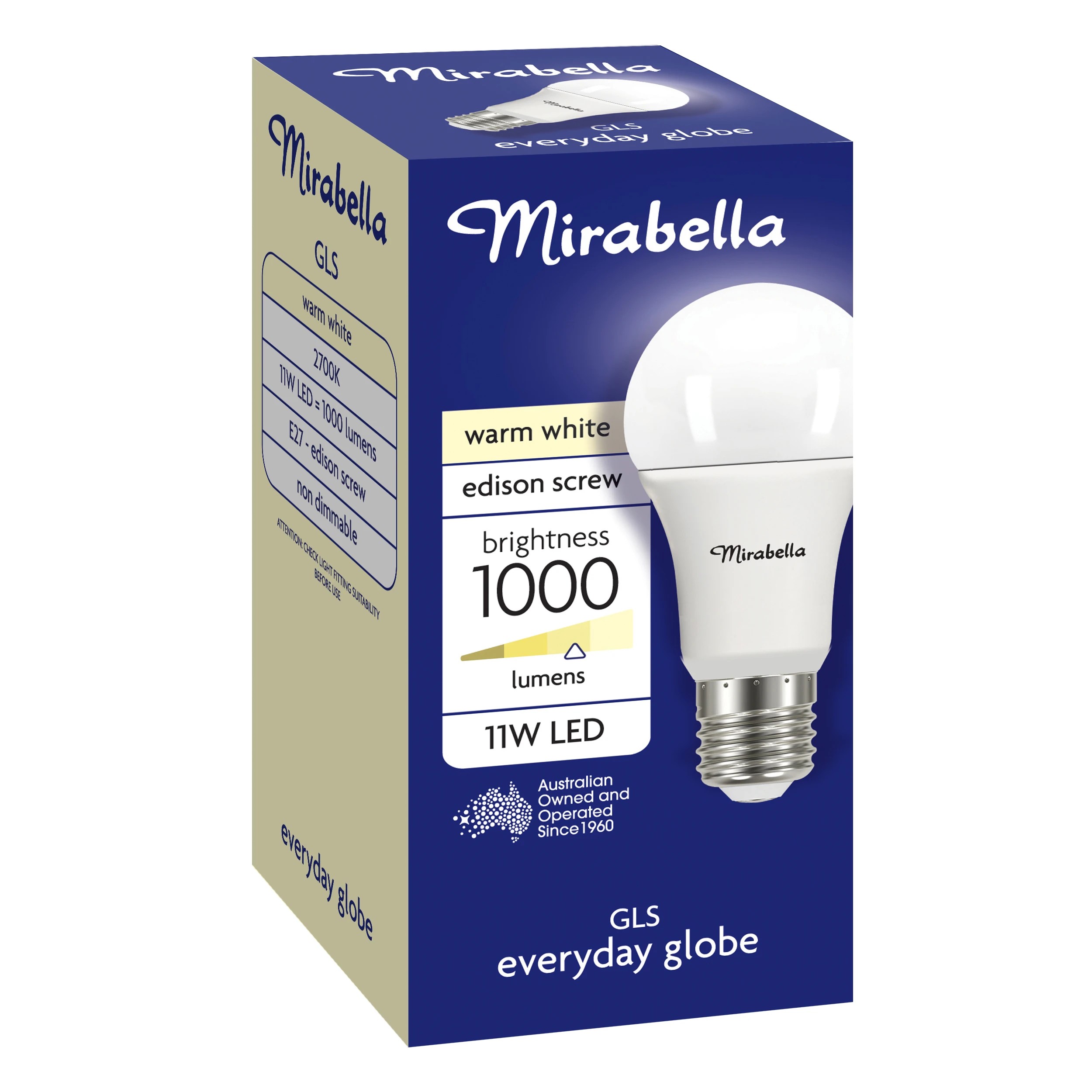 1 Mirabella LED GLS ES Warm White 11W Bulb, 1 of 3