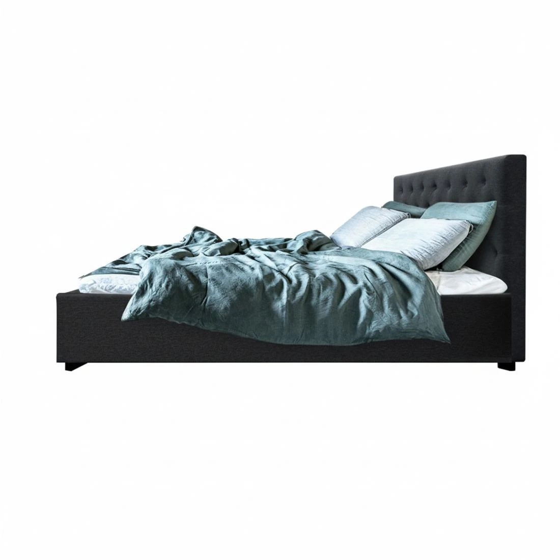 4 Artiss Bed Frame Queen Size Gas Lift Charcoal VILA - Charcoal, 4 of 10