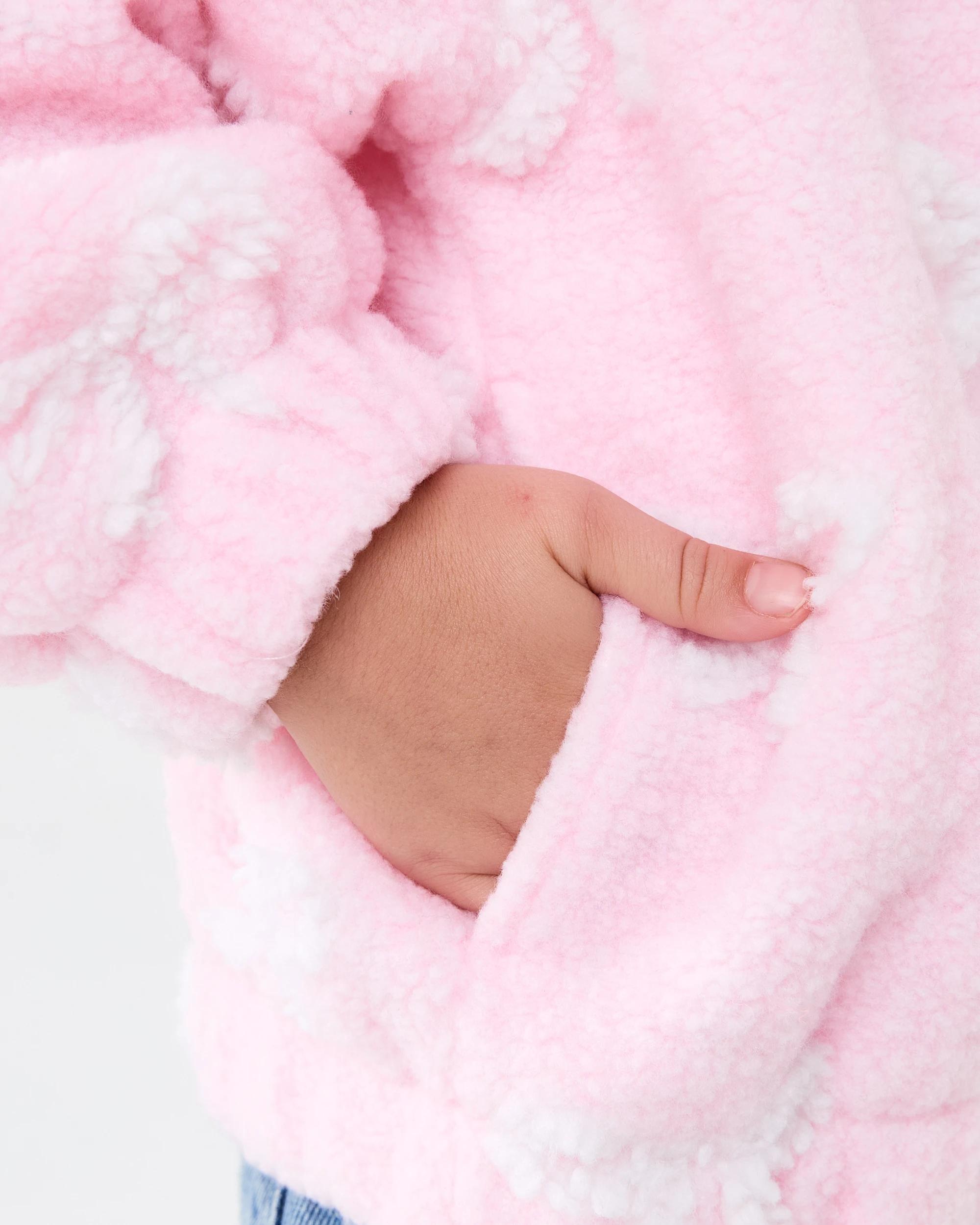 7 Sherpa Lined Zip Through Hoodie Pink Bow, 7 of 10