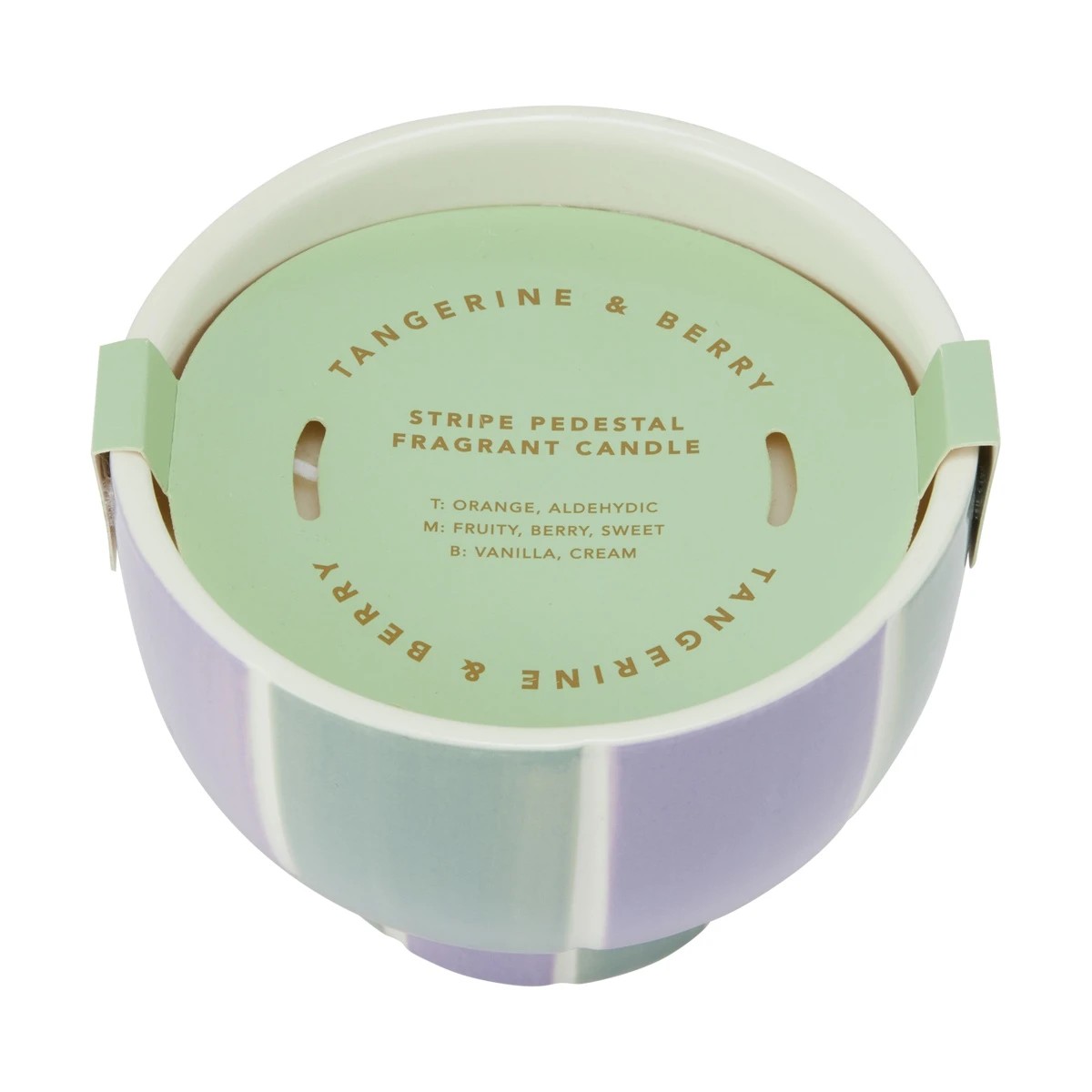 6 Tangerine and Berry Stripe Pedestal Fragrant Candle, 6 of 8