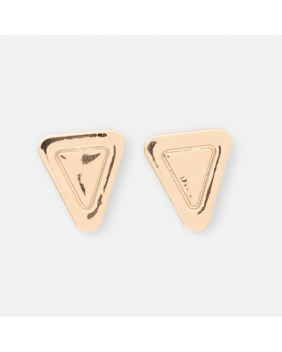 Triangle Stud Earrings - Gold Tone