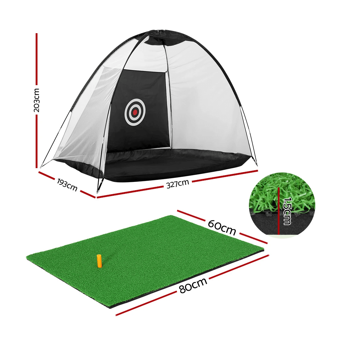2 Everfit 3M Golf Practice Net And Training Mat Set Driving Target - Green, 2 of 2