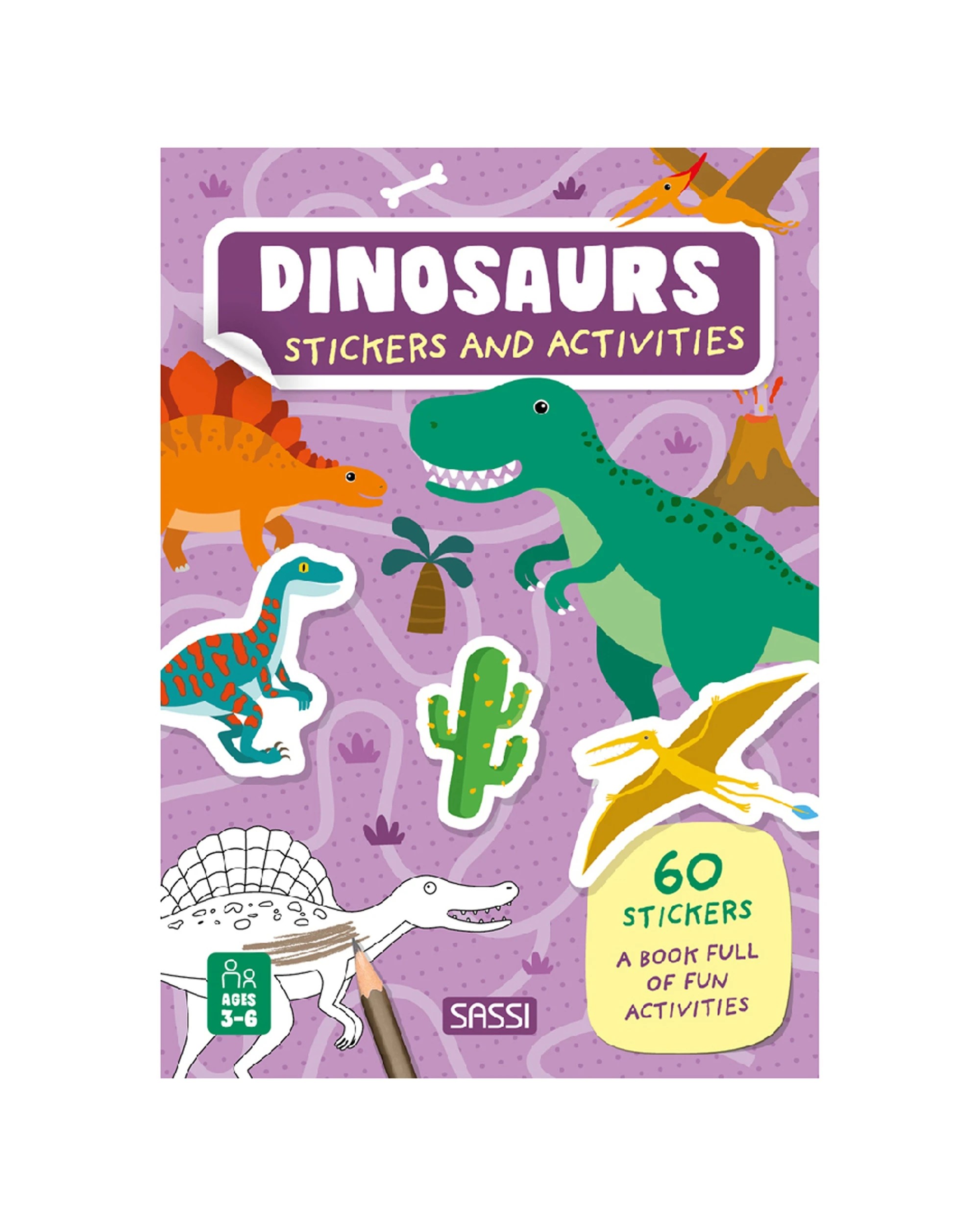 1 Sassi Stickers & Activities Book Kids Children Fun Reading Dinosaurs - Multi, 1 of 3