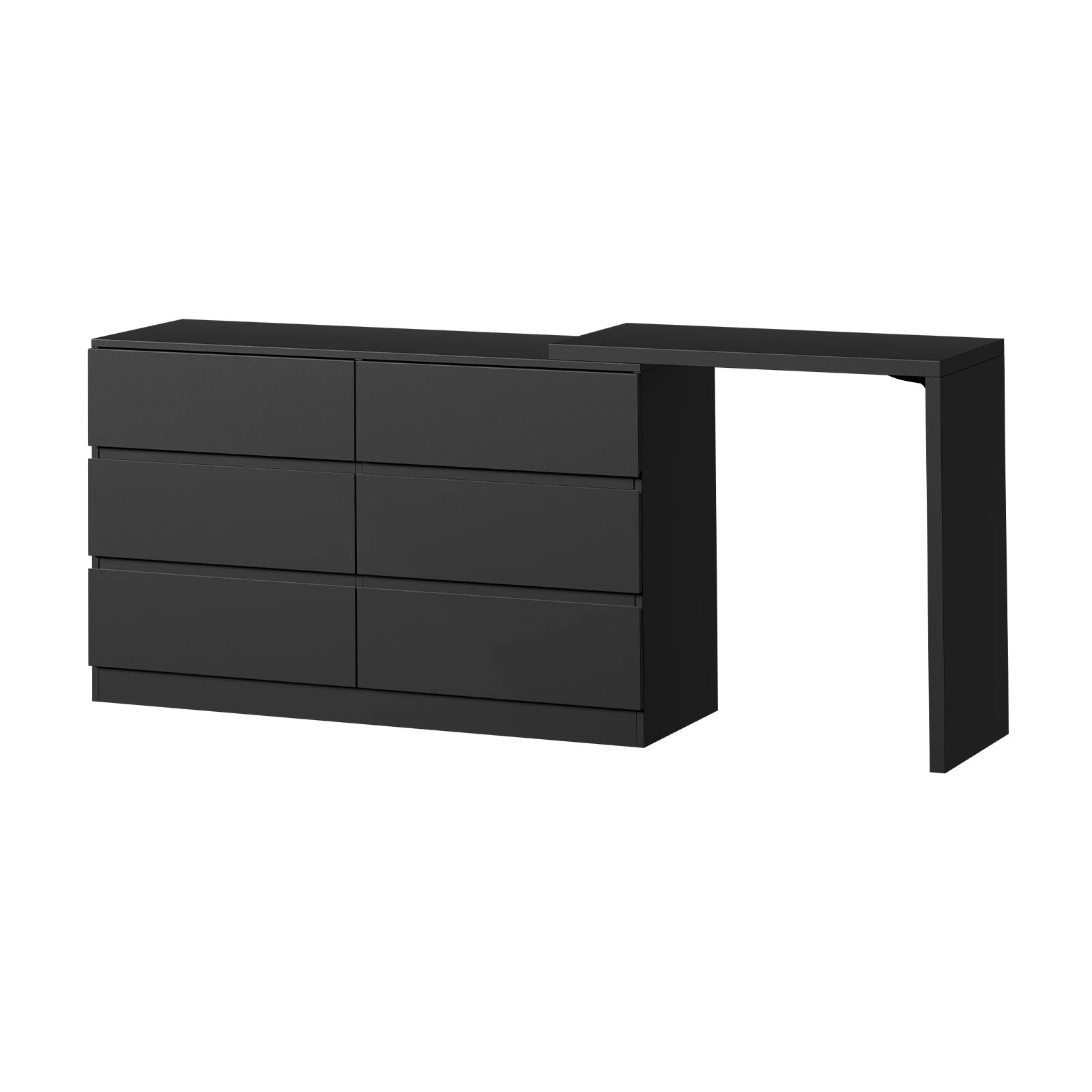 1 Oikiture 6 Chest Of Drawers Dresser With Side Table Storage
 - Black, 1 of 10