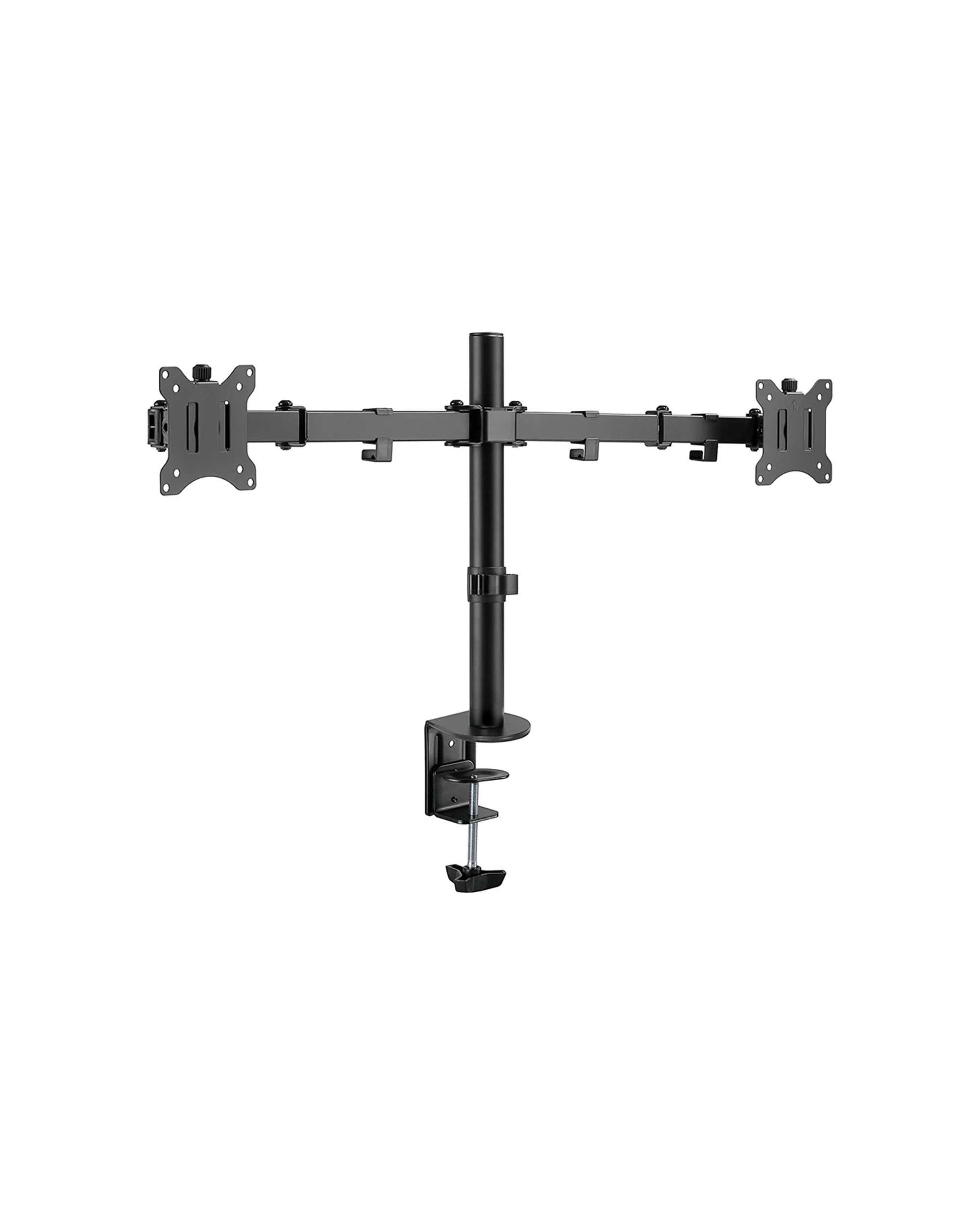 1 Goobay Dual Computer Monitor Desk Mount Flex 43-81cm Adjustable Ergonomic - Black, 1 of 3