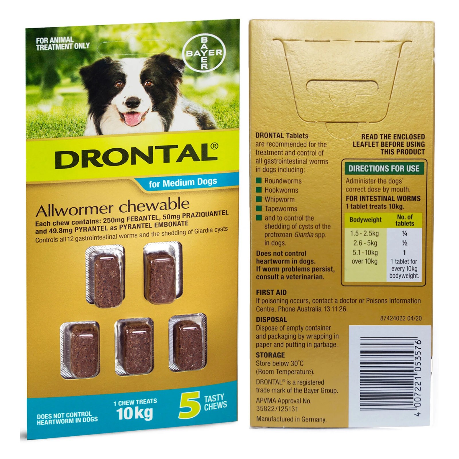 2 Drontal Allwormer Chew 10kg For Dogs - 5 Pack, 2 of 2