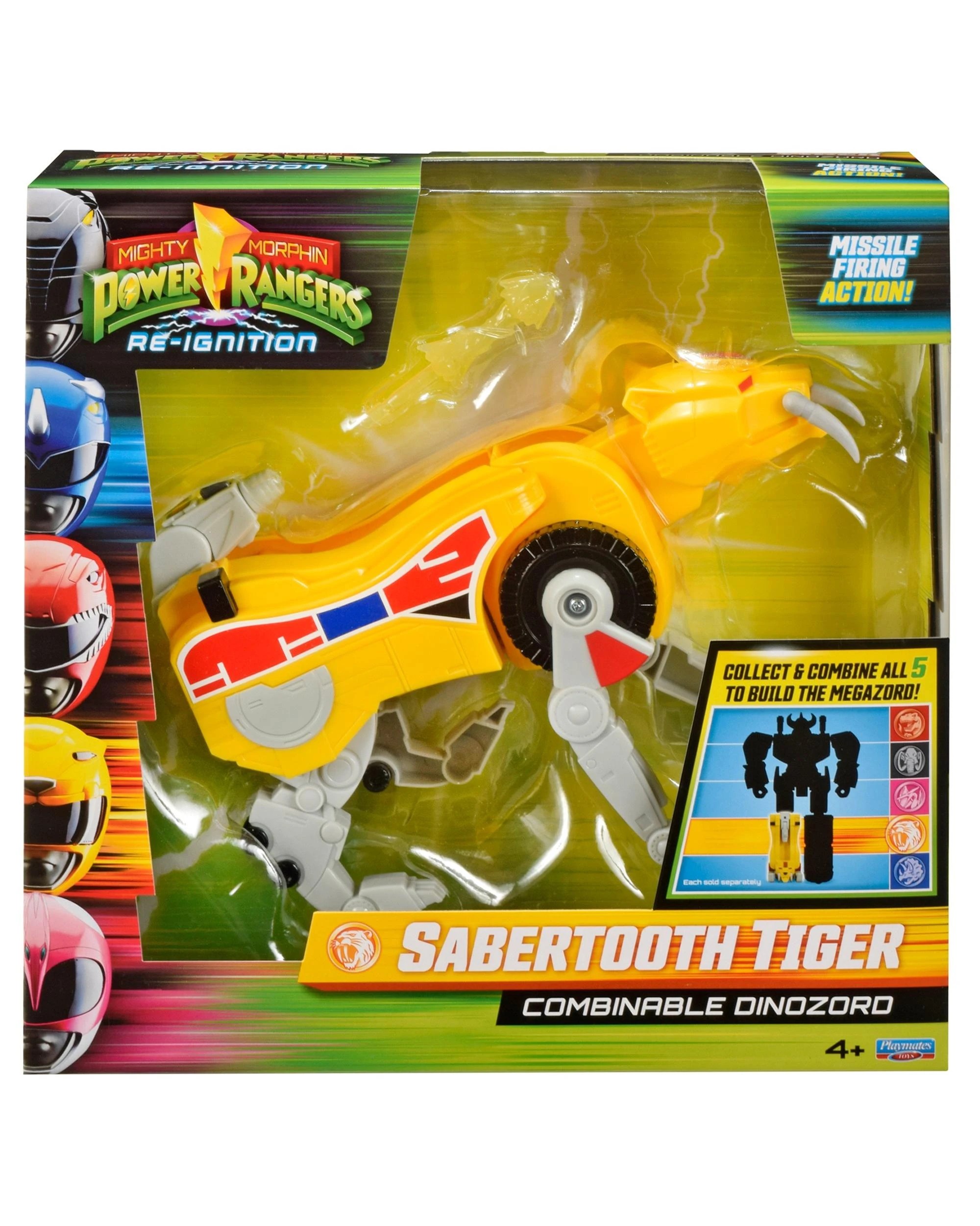 1 Mighty Morphin Power Rangers Re-Ignition Combinable Dinozord Sabertooth Tiger Toy, 1 of 10