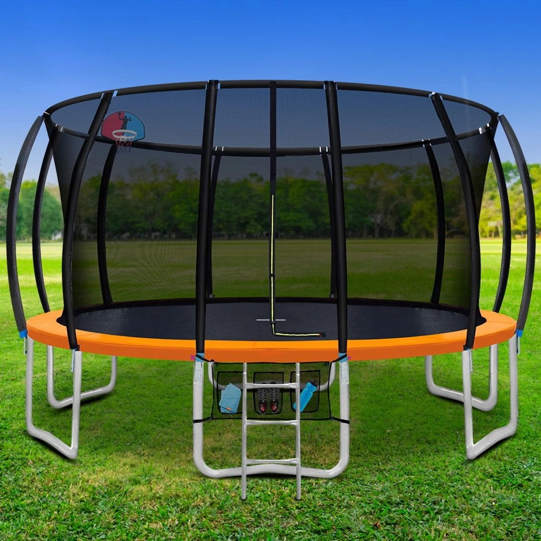 7 Everfit 16FT Trampoline for Kids w/ Ladder Enclosure Safety Net Rebounder - Multi, 7 of 8