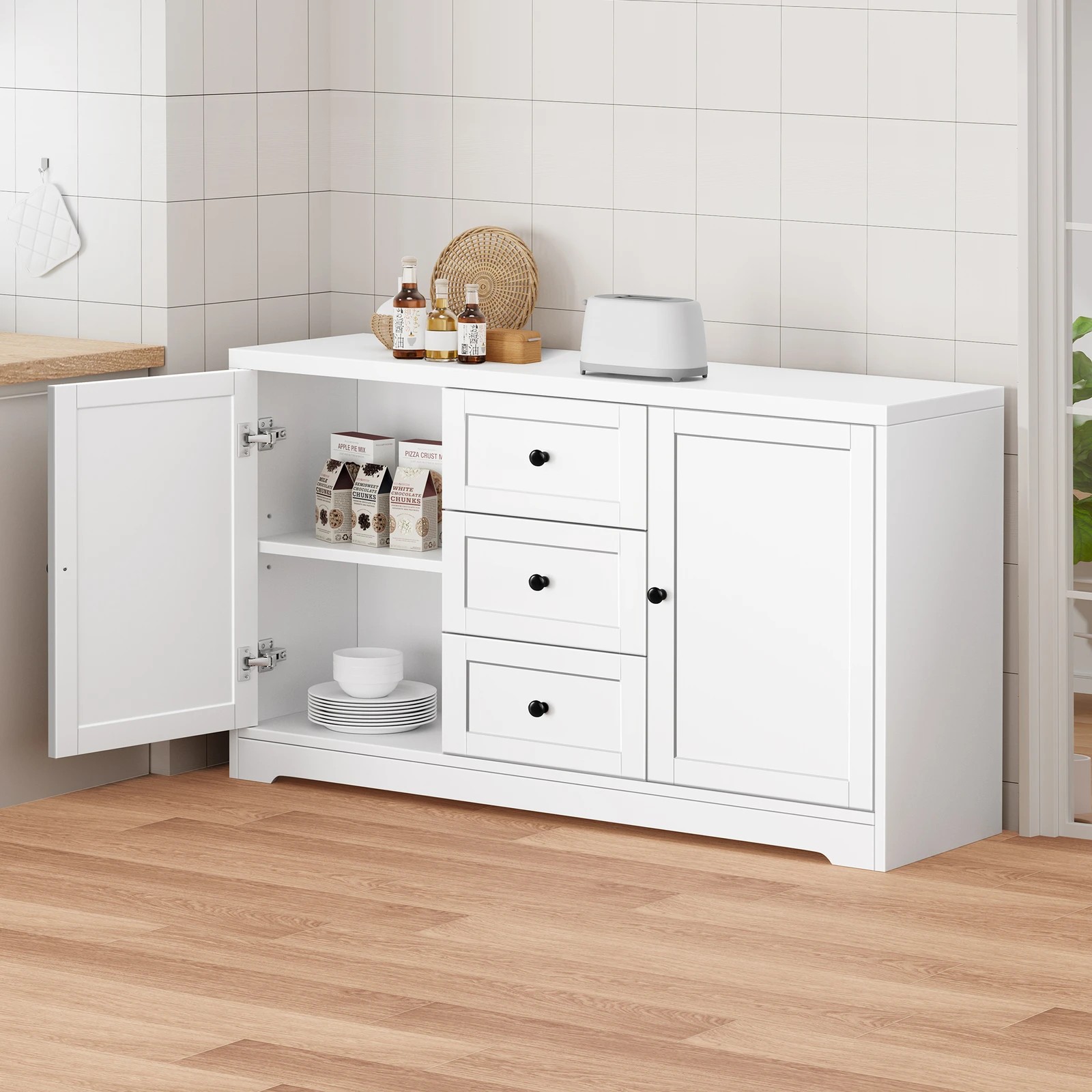 3 Alfordson Buffet Sideboard 120cm Storage Cabinet - White, 3 of 8