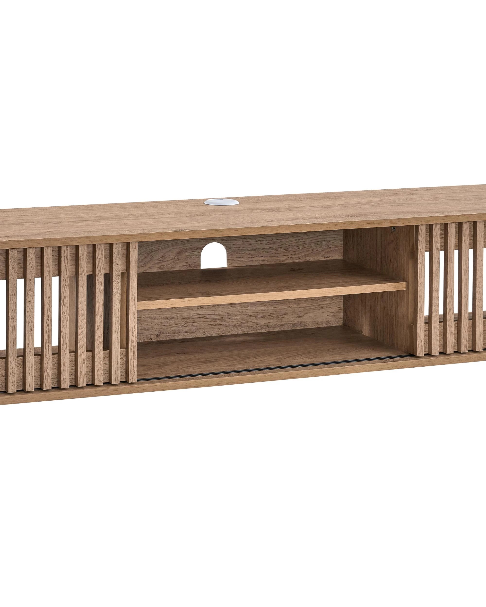 2 Kodu Wall Mount Entertainment TV Unit Floating 2 Doors 180cm Oak - Natural, 2 of 4