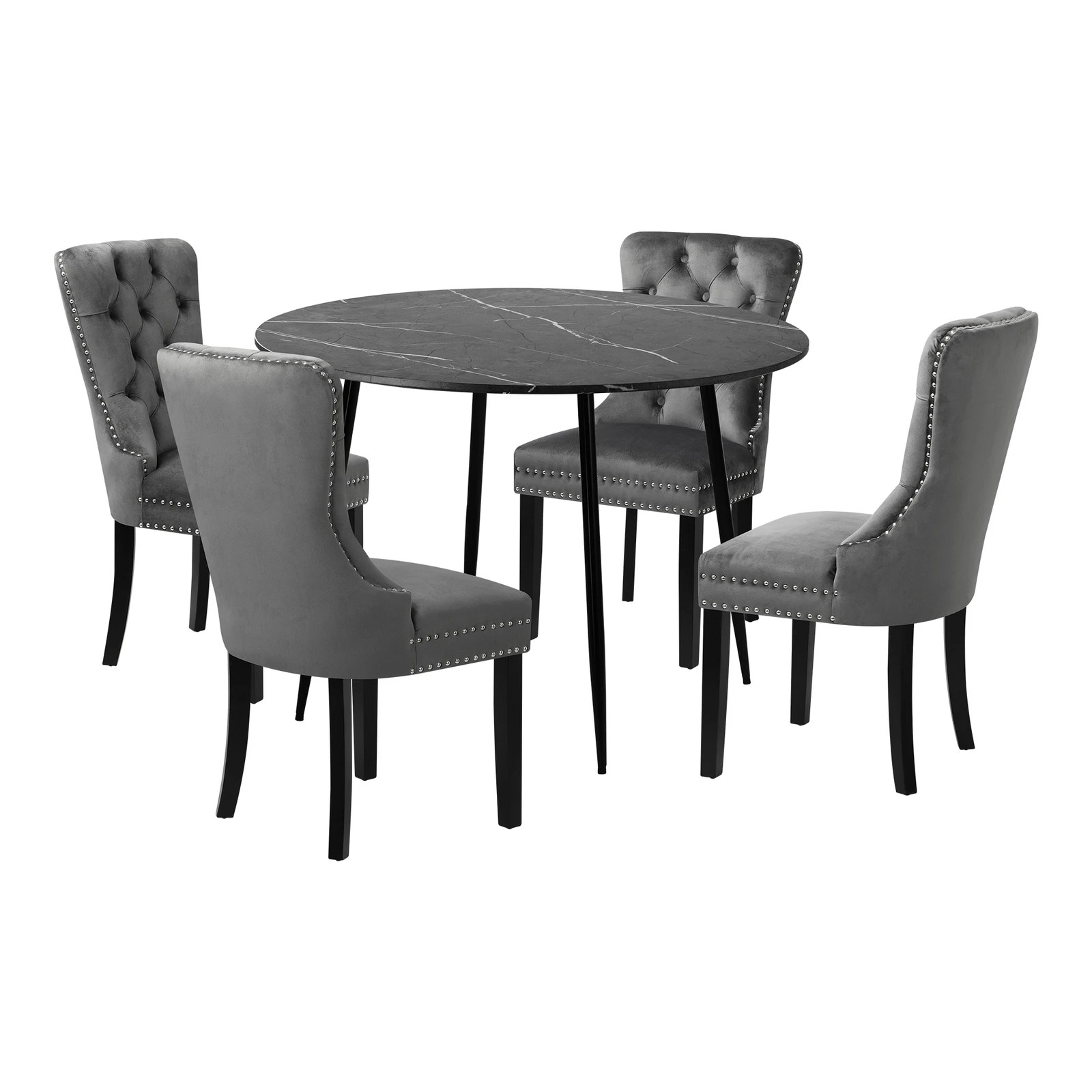 8 Oikiture 110cm Round Dining Table With 4pcs Dining Chairs Velvet
 - Multi, 8 of 10