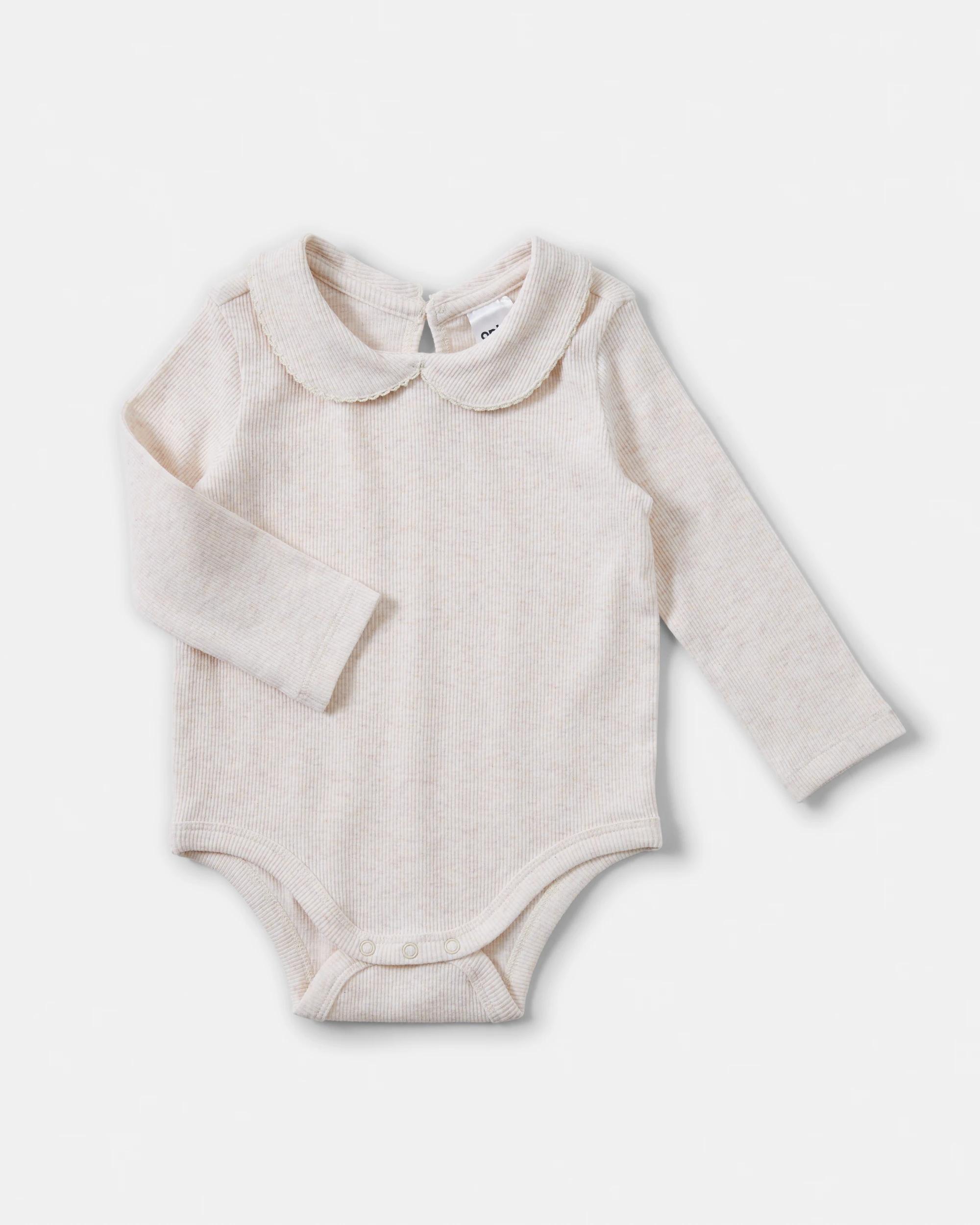 1 Cotton Long Sleeve Rib Collar Bodysuit Hony Marle, 1 of 3