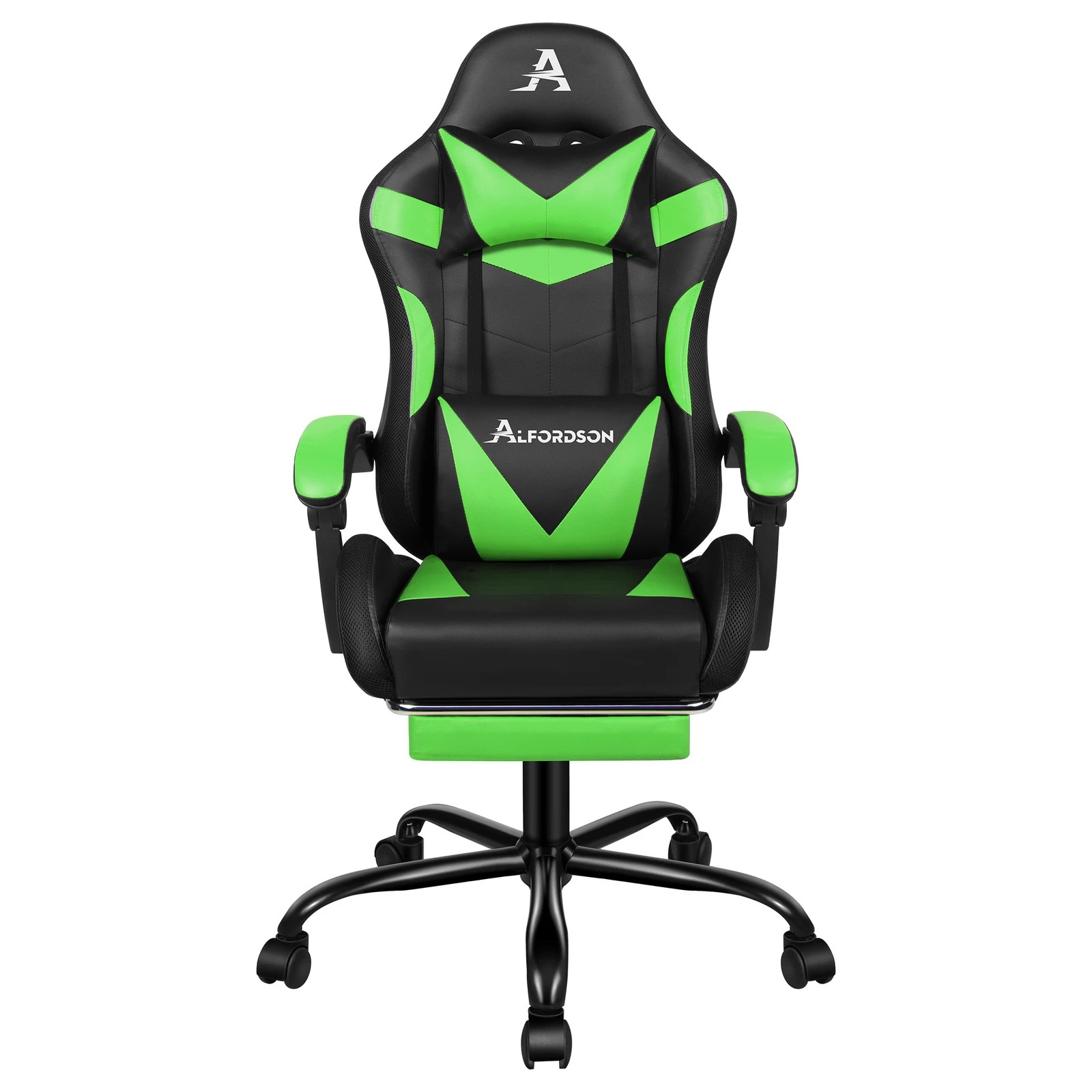 4 Alfordson Gaming Chair Office Massage 12 RGB LED Computer Seat PU Leather - Green, 4 of 10
