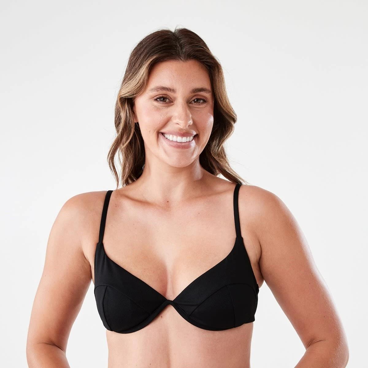 1 Underwire Balconette Ribbed Bra BLACK, 1 of 7