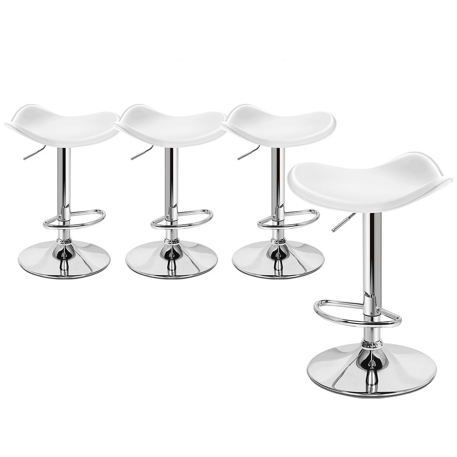 1 Alfordson 4x Bar Stools Portia Kitchen Swivel Chair Leather Gas Lift - White, 1 of 7