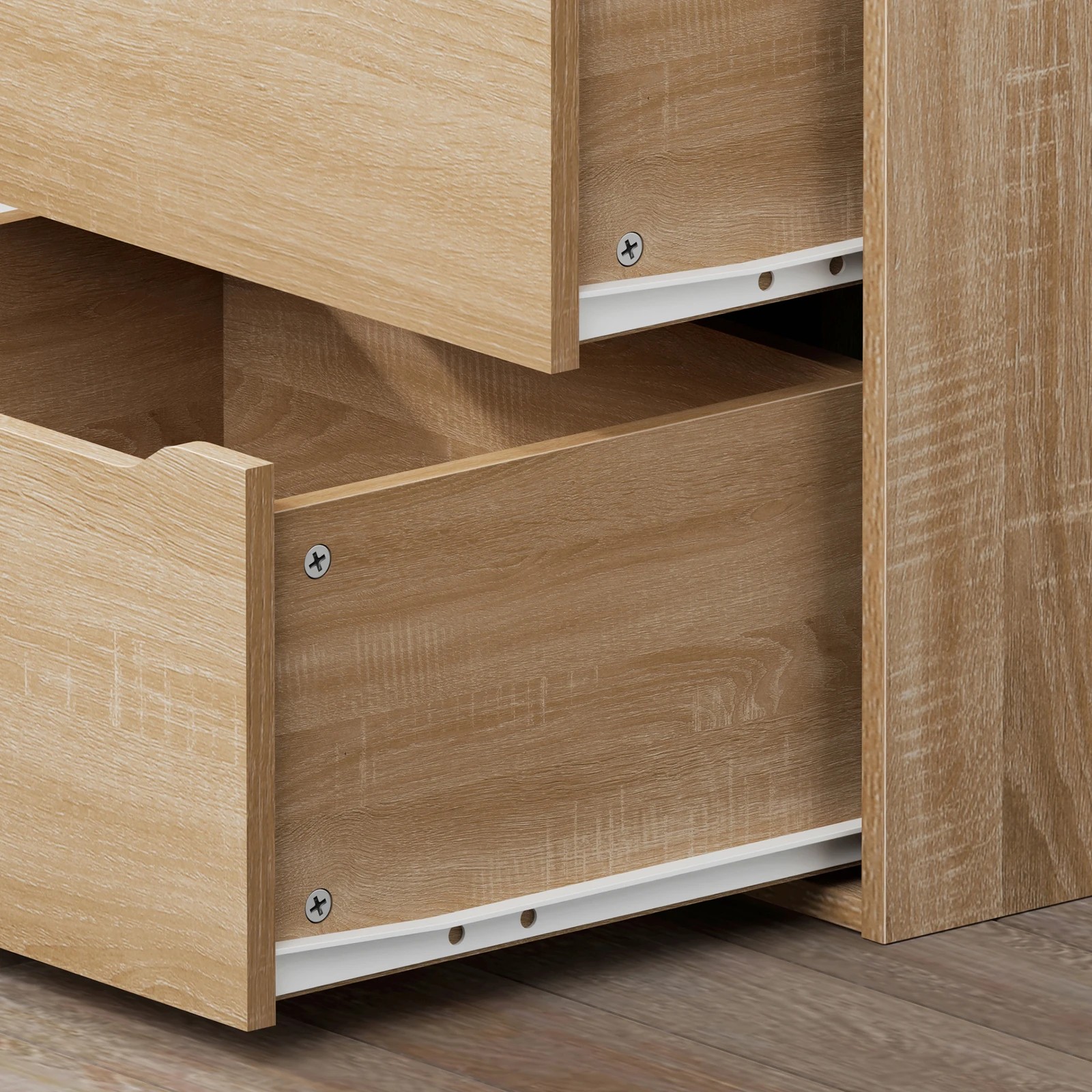 5 Alfordson Chest of 3 Drawers Office Storage Cabinet Tallboy Bedroom - Oak, 5 of 10