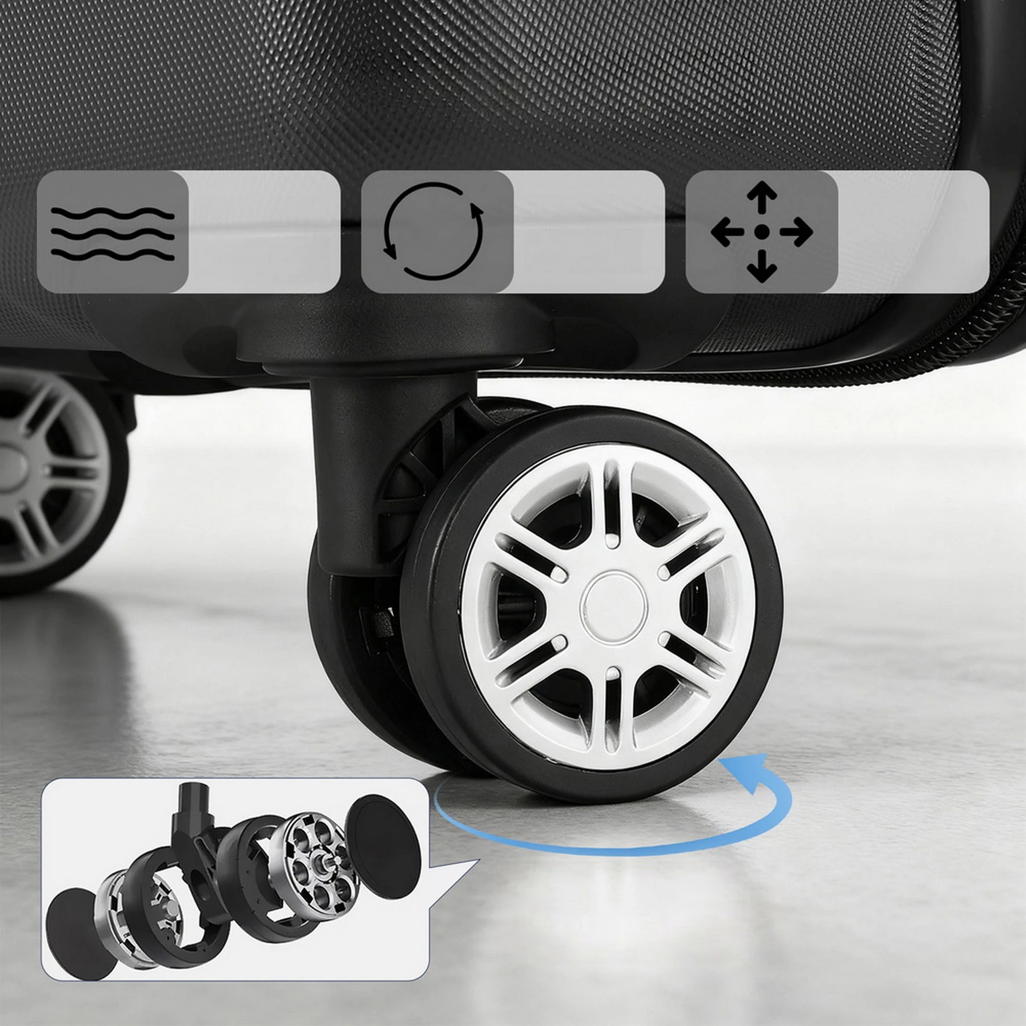 6 Wanderlite 28" 75cm Luggage Trolley Travel Suitcase Set TSA Hard Case Lightweight Strap - Black, 6 of 8