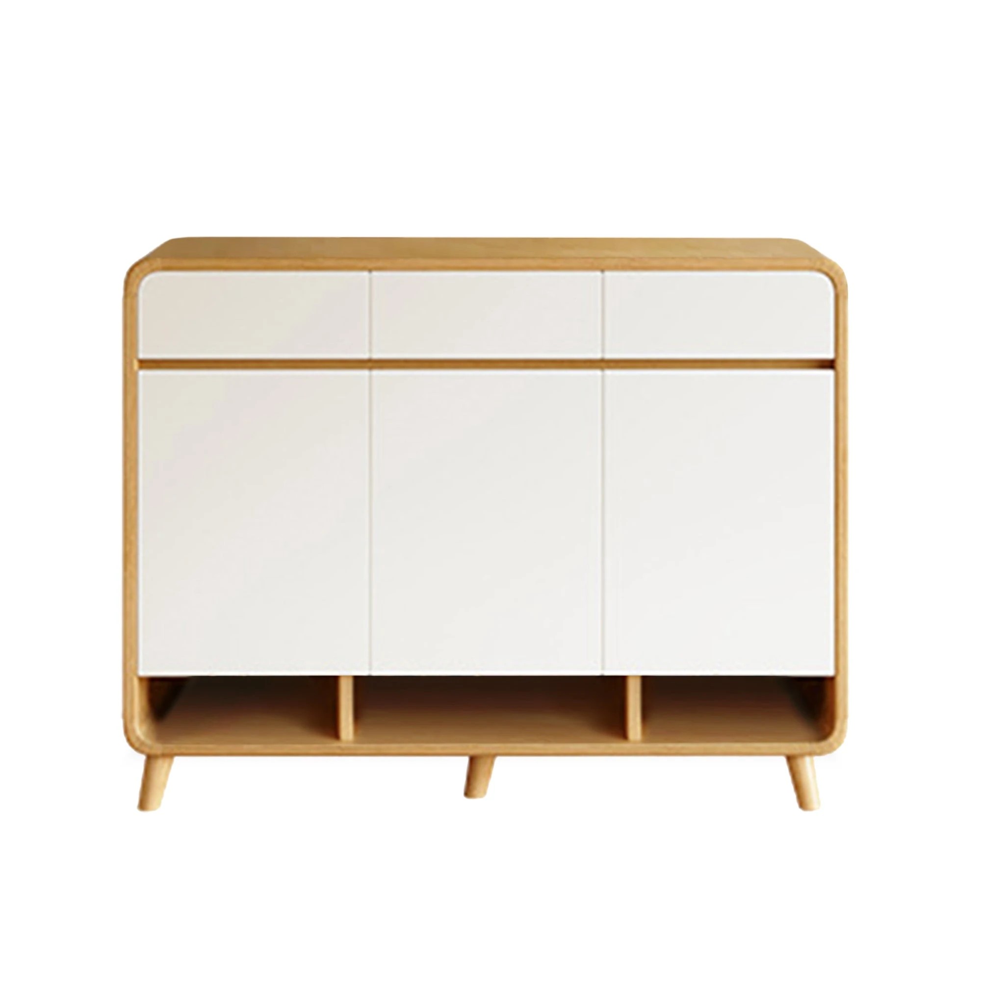 1 Foret Shoe Cabinet Shelf Modern Large Storage Cupboard 2 Drawers 120cm White, 1 of 10