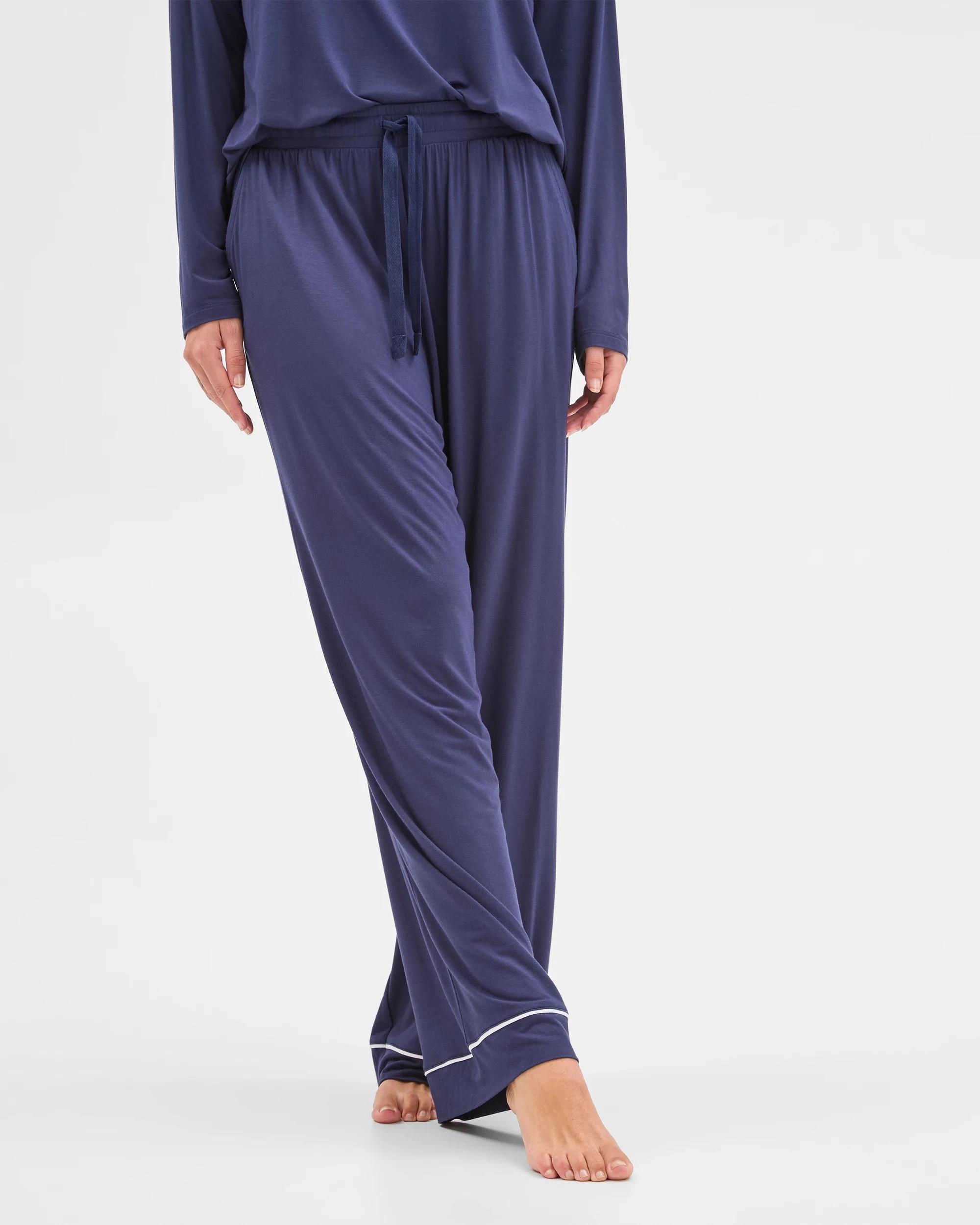 2 Target Woman Soft Comfort Bamboo Wide Leg Sleep Pants NAVY, 2 of 6