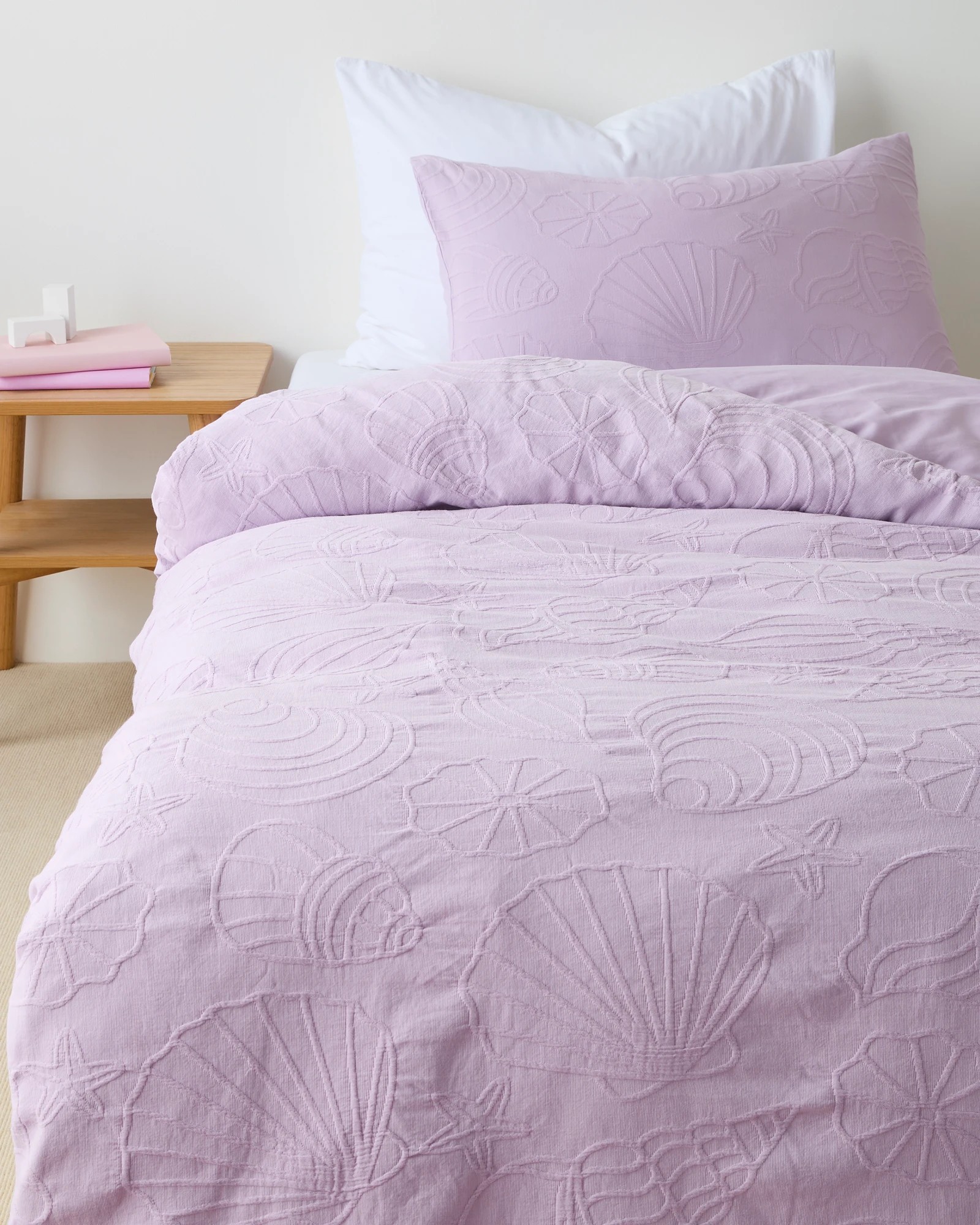 1 Target Elsie Sea Shell Matelasse Australian Cotton Quilt Cover Set - Single Bed - Purple, 1 of 3