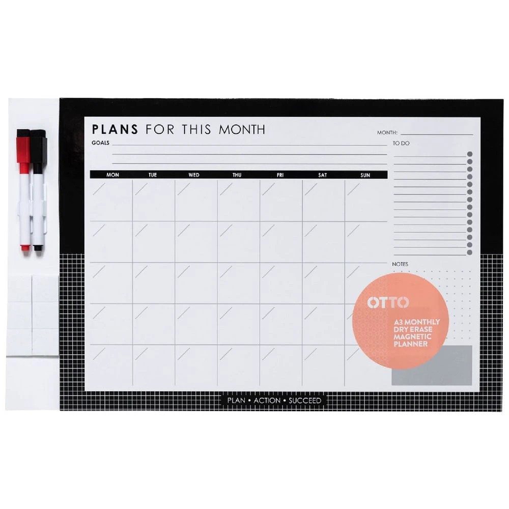 1 Otto A3 Dry Erase Monthly Business Goals Planner Magnetic, 1 of 2