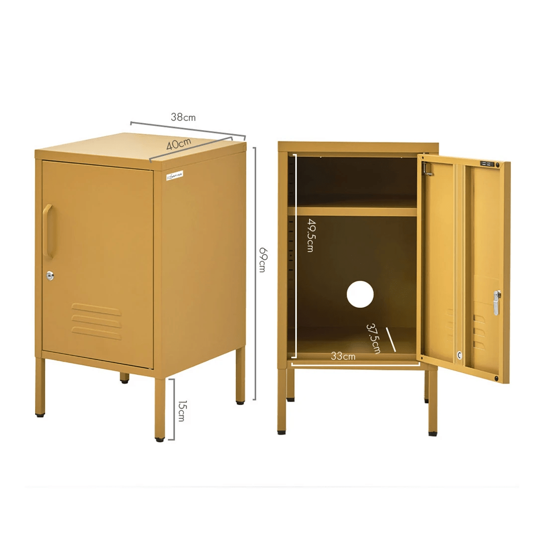 3 Artiss Bedside Table- Yellow, 3 of 8