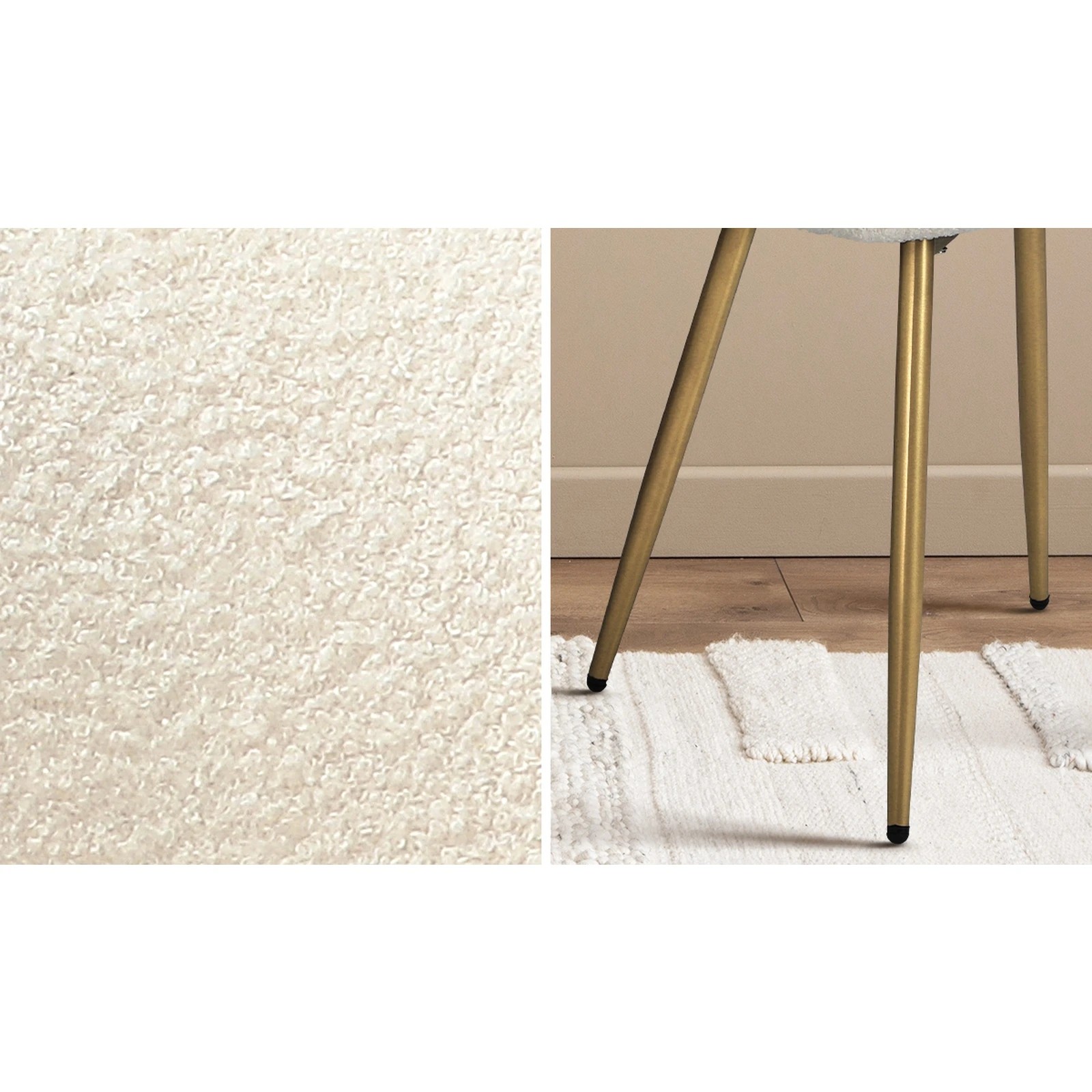 5 Oikiture 2pcs Dining Chairs Sherpa Accent Chair Gold Metal Legs
 - White, 5 of 10