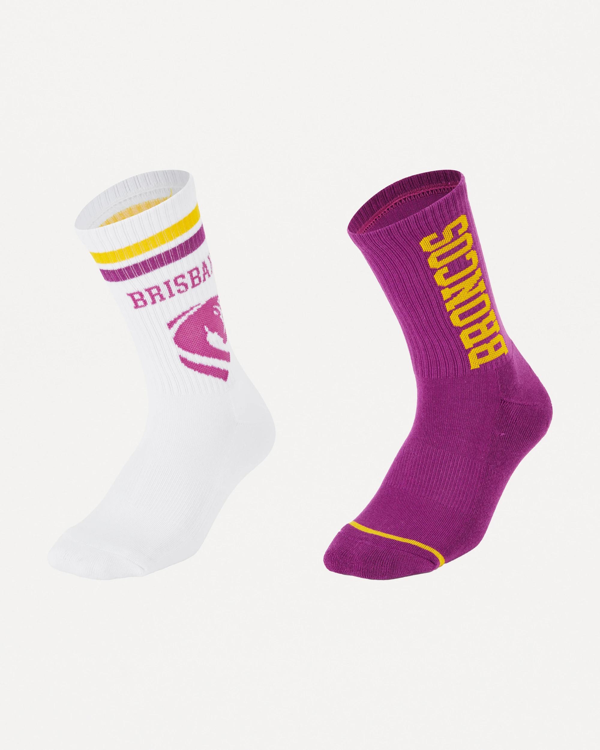 1 2 Pack NRL Adult Socks BRONCOS, 1 of 3