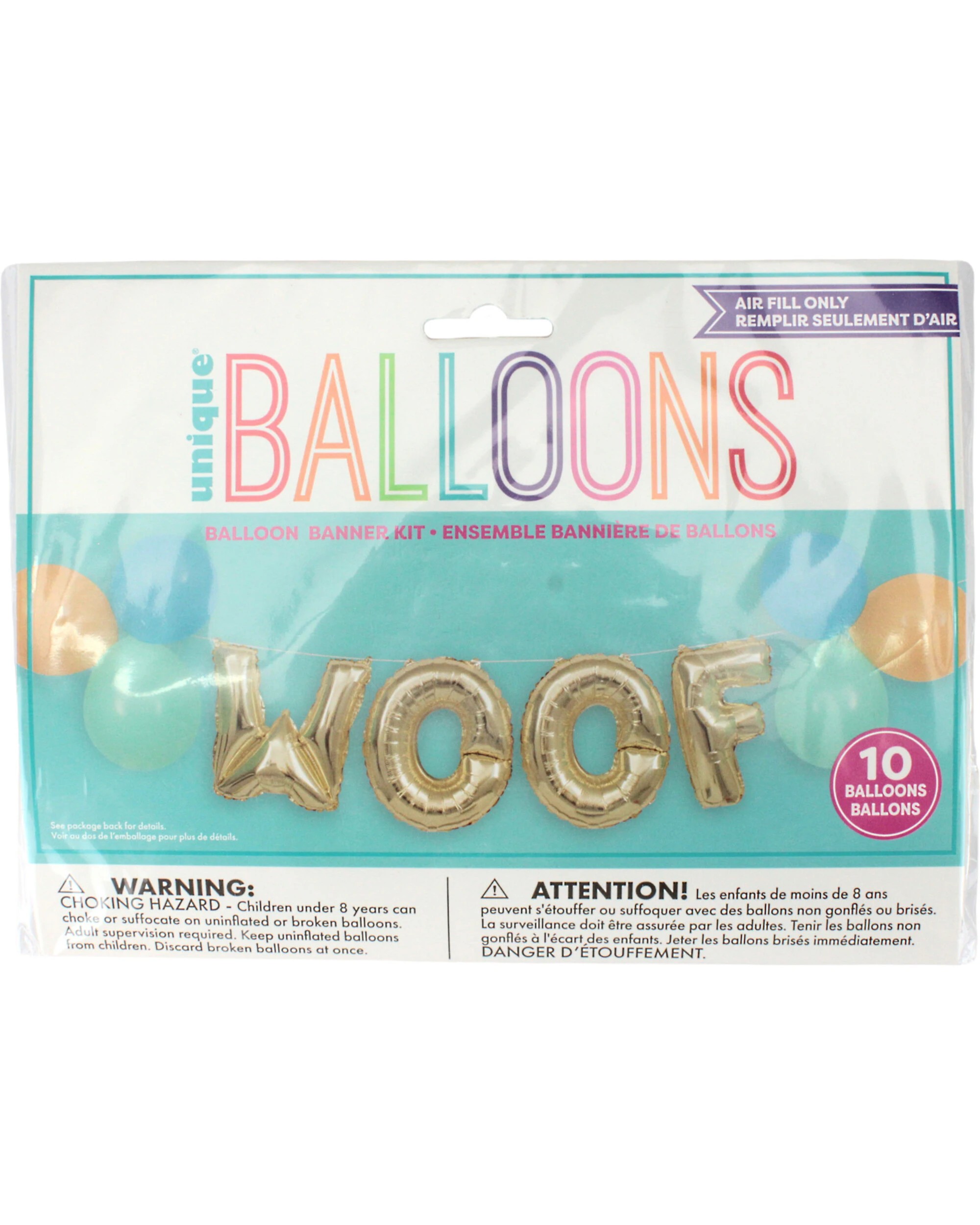 3 Unique Woof Foil Letter Balloon Banner Kit Air Fill, 3 of 4