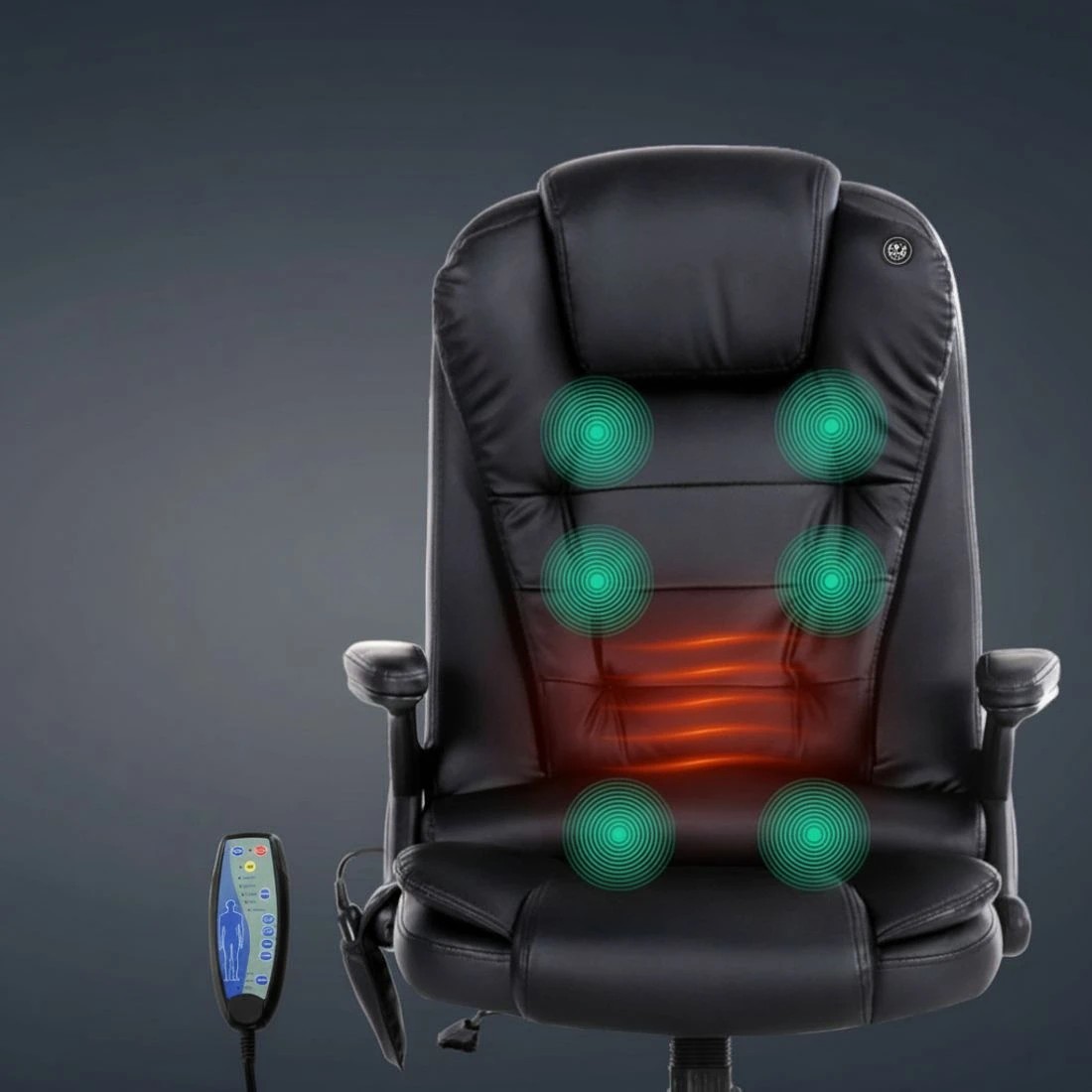 5 Artiss 8 Point Massage Office Chair Heated Seat Recliner - Black, 5 of 9