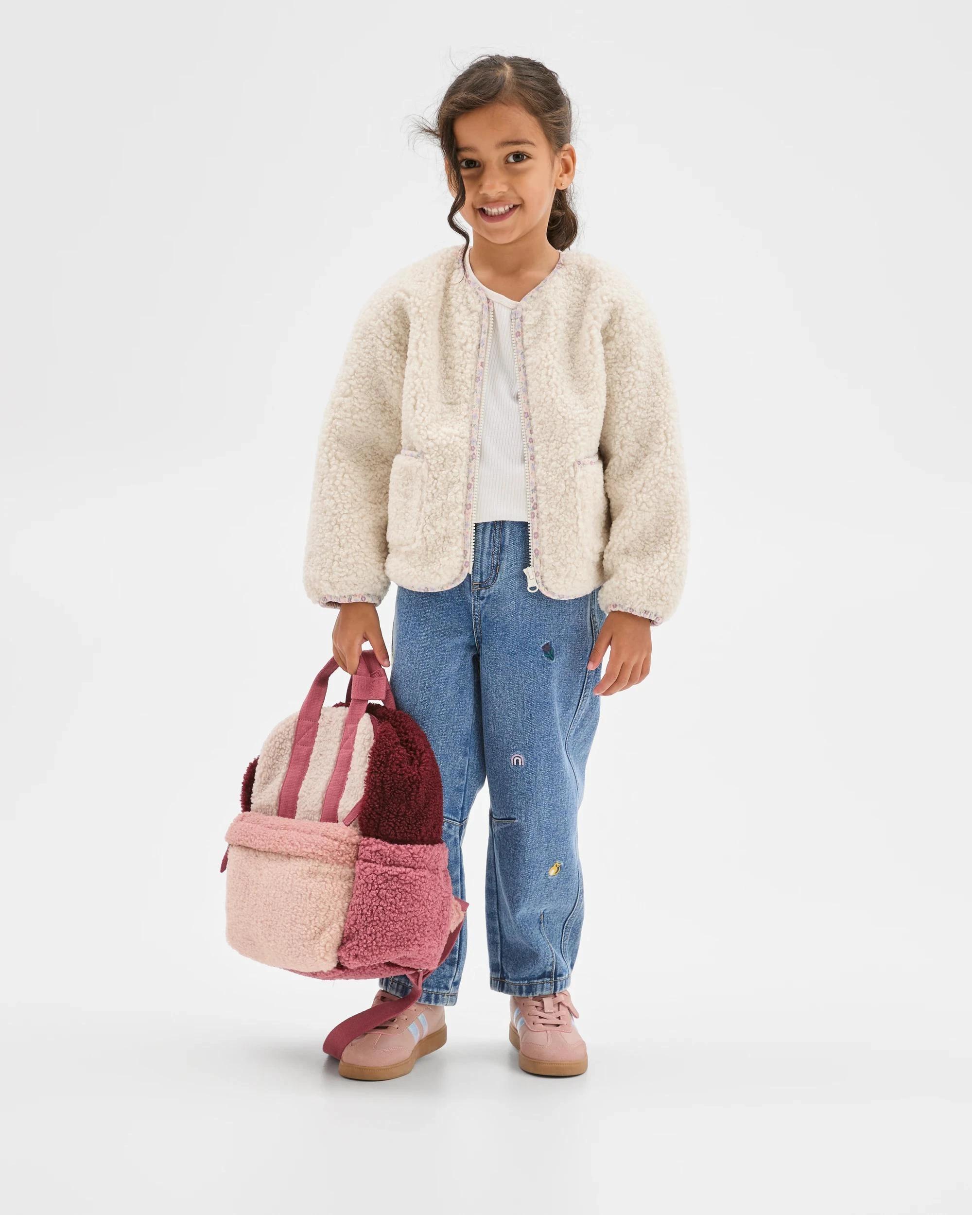 1 Target Kids Long Sleeve Teddy Jacket CREAM, 1 of 6