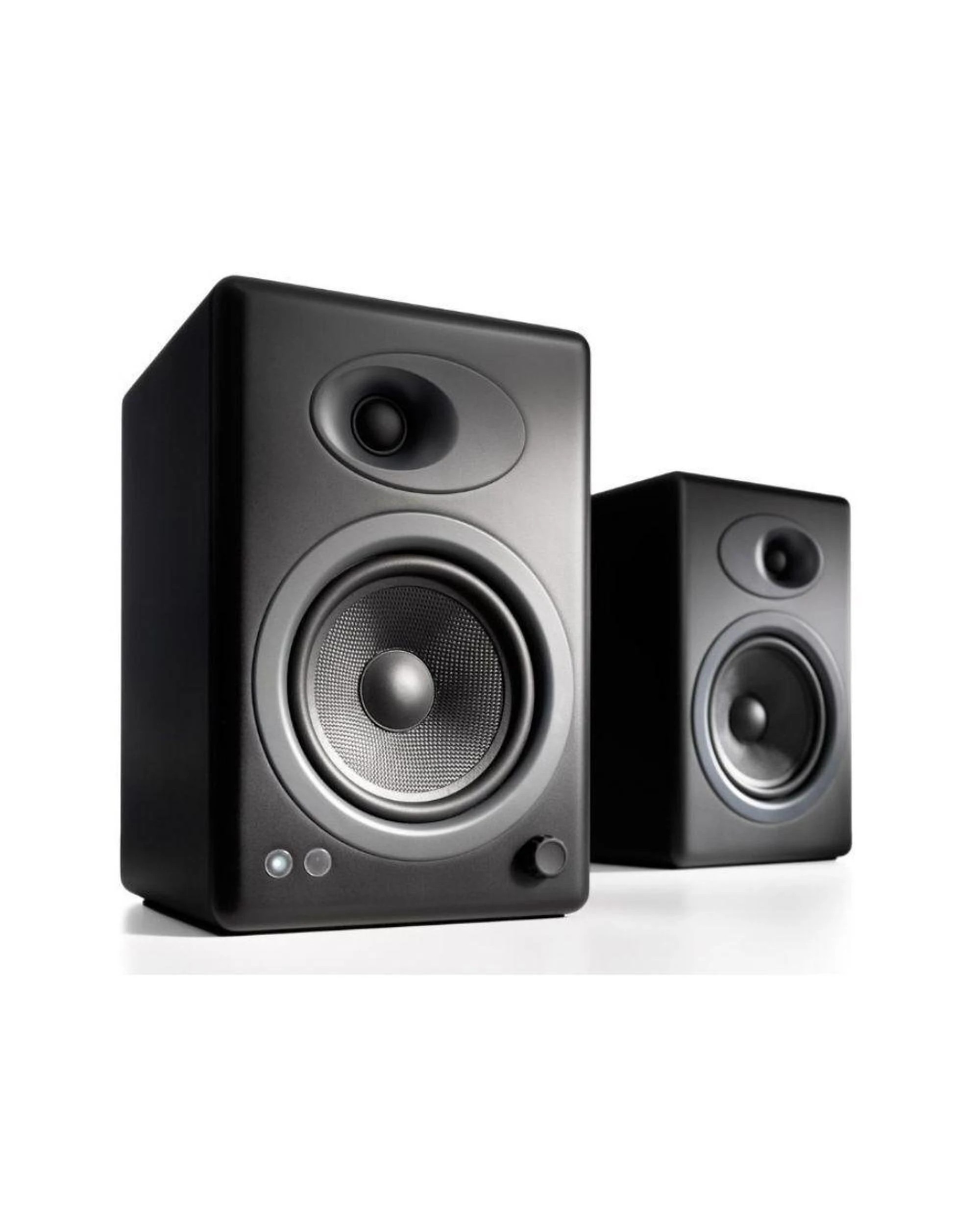 1 Audioengine A5 Classic Powered Bookshelf Speakers Remote Control Satin Black, 1 of 3