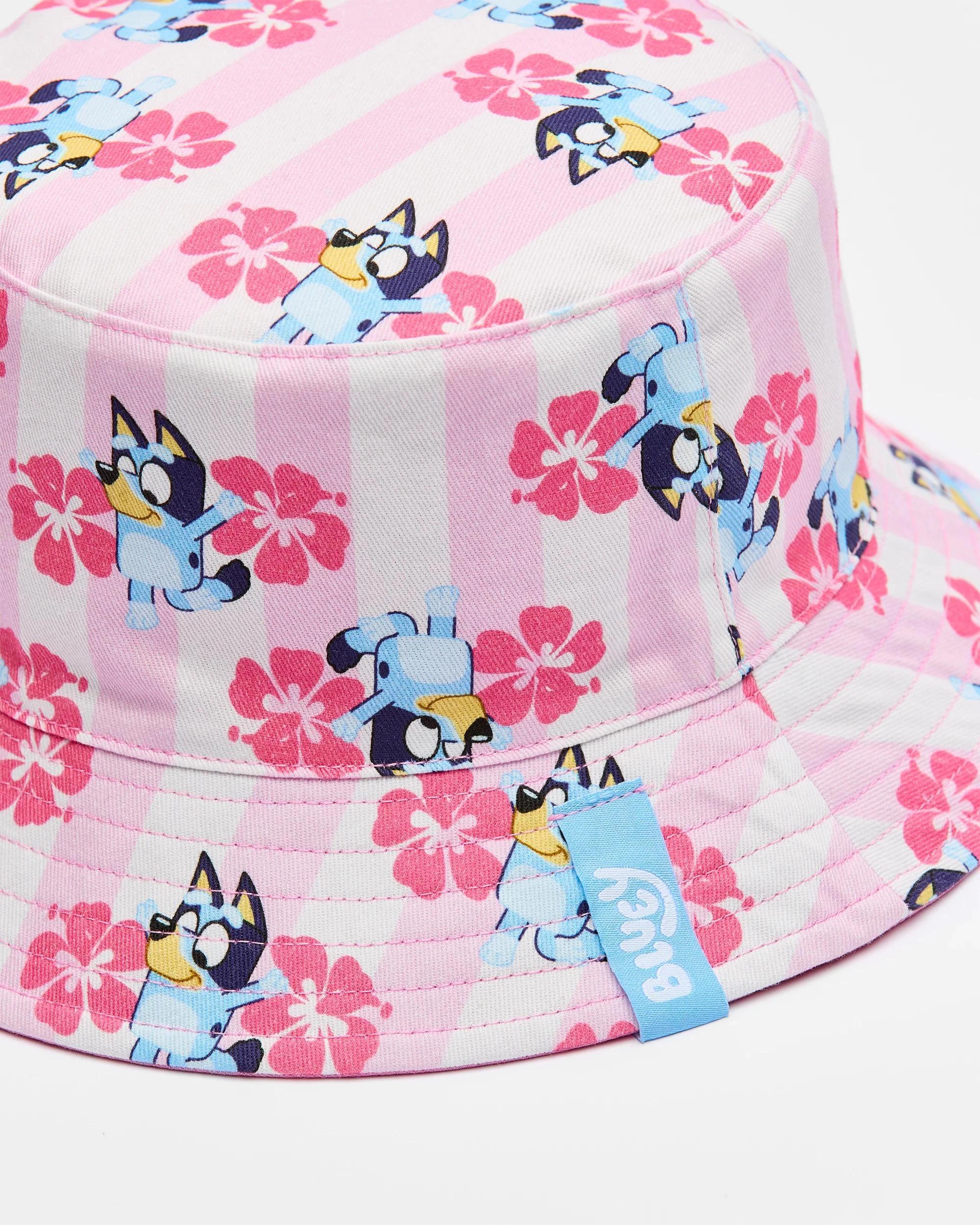 2 Kids Licensed Bluey Reversible Flowers Bucket Hat BLUEY FLOWER PRINT/PINK, 2 of 3