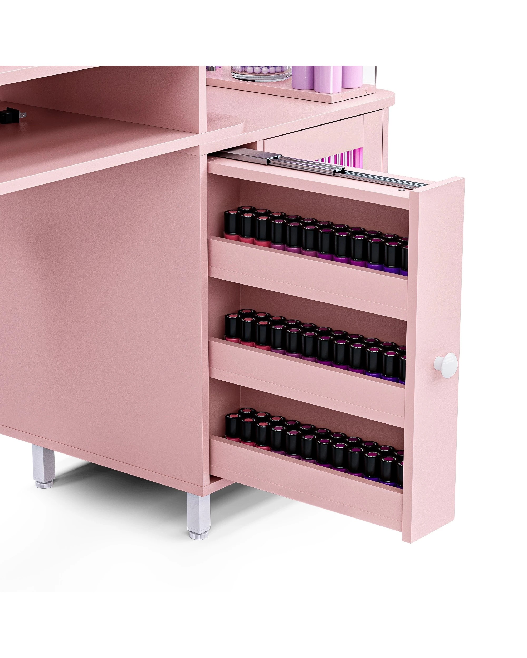 5 Advwin Manicure Table Dust with Dust Collector LED Light Charging Station - Pink, 5 of 9