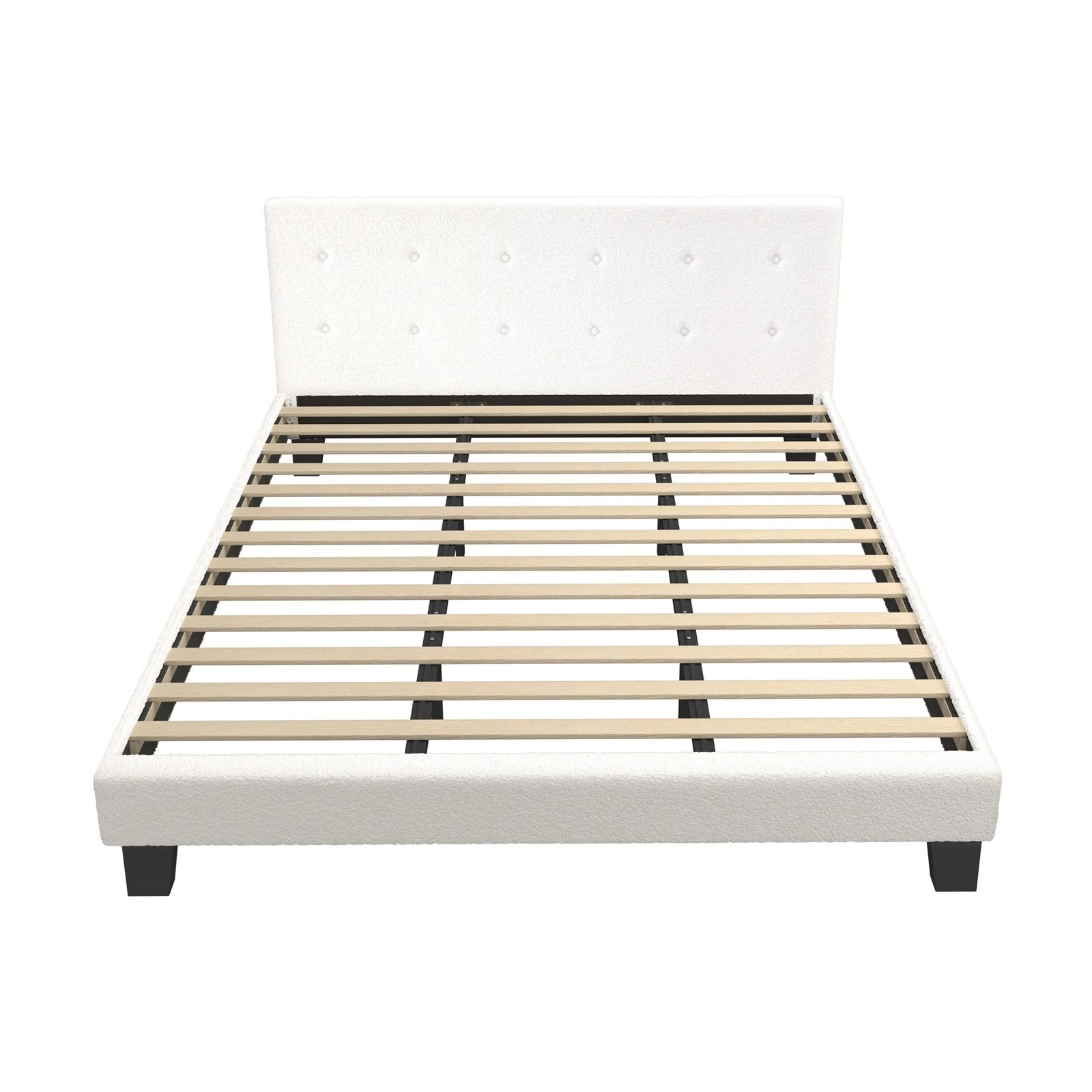 6 Oikiture Bed Frame King Size Bed Platform Boucle - White, 6 of 7