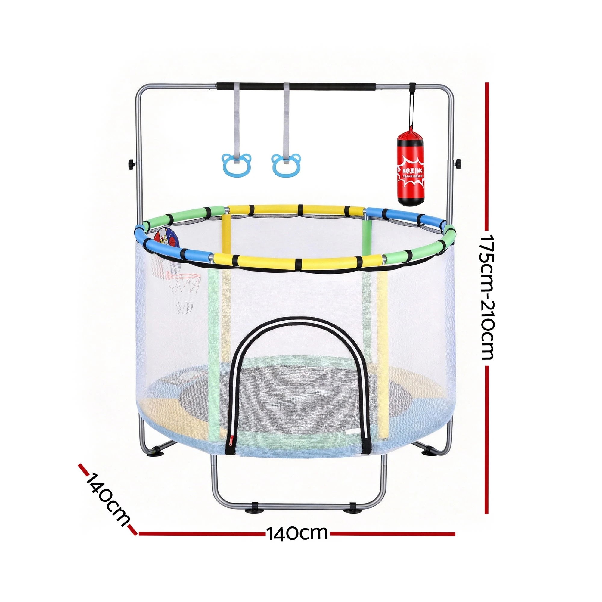 2 Everfit 55inch Trampoline Kids Rebounder with Basketball Set Sandbag Boxing Game Wristband Hand Ring - Multi, 2 of 4